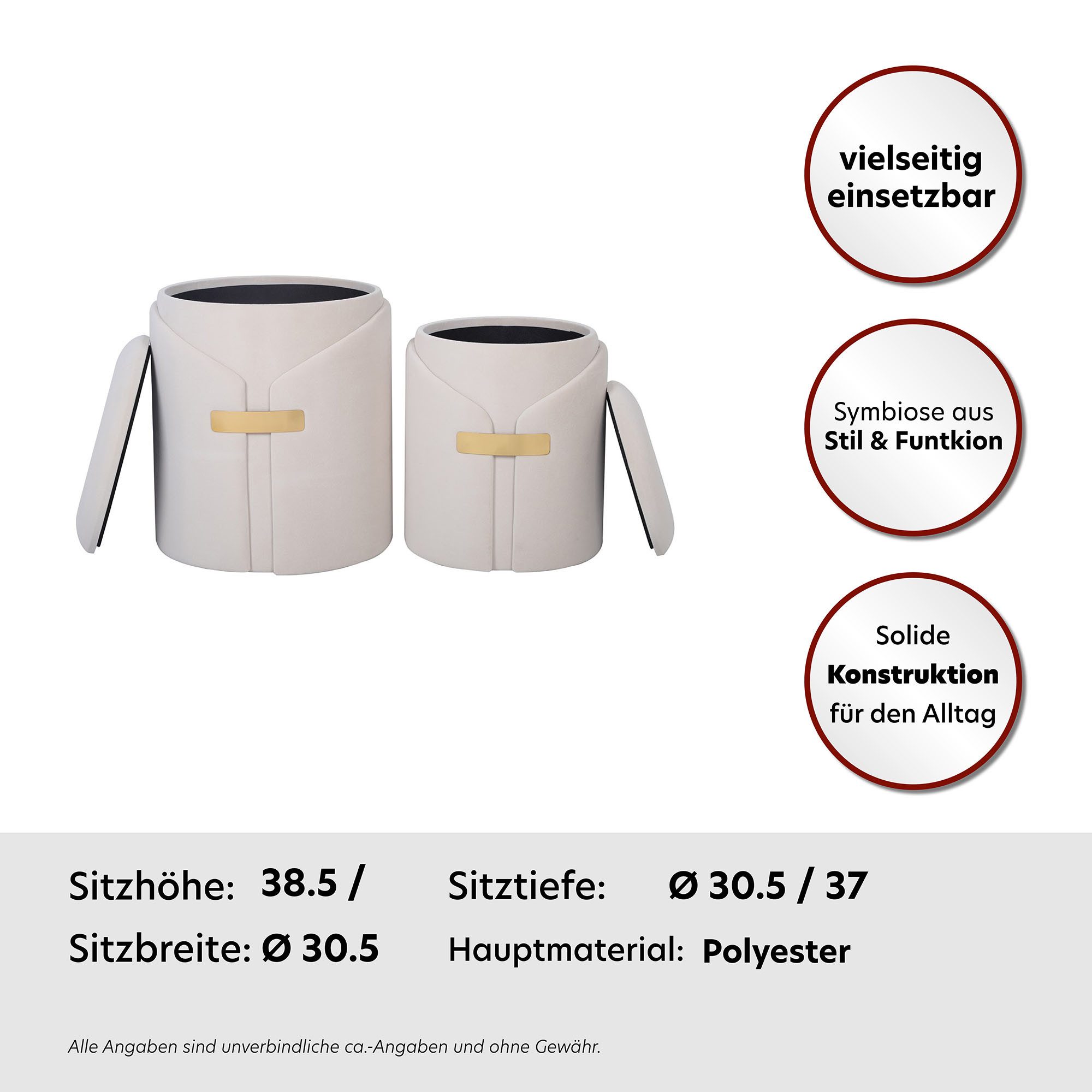 Kayoom Zithoek Kruk Forcet 125 2-delige set, elegante kunstfluwelen bekleding modern, met opbergruimte, decoratief, veel decoratieve kleurcombinaties (set, 2-delig)