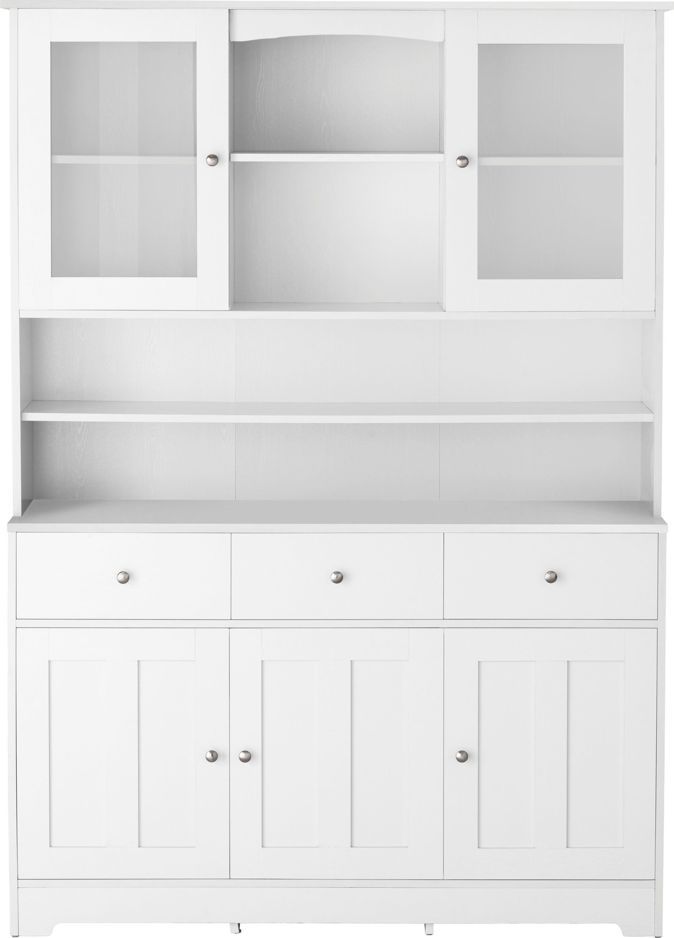 Home affaire Buffetkast Kate Breedte 128 cm, met glasdeuren en houten deuren, metalen grepen, hoogte 182 cm