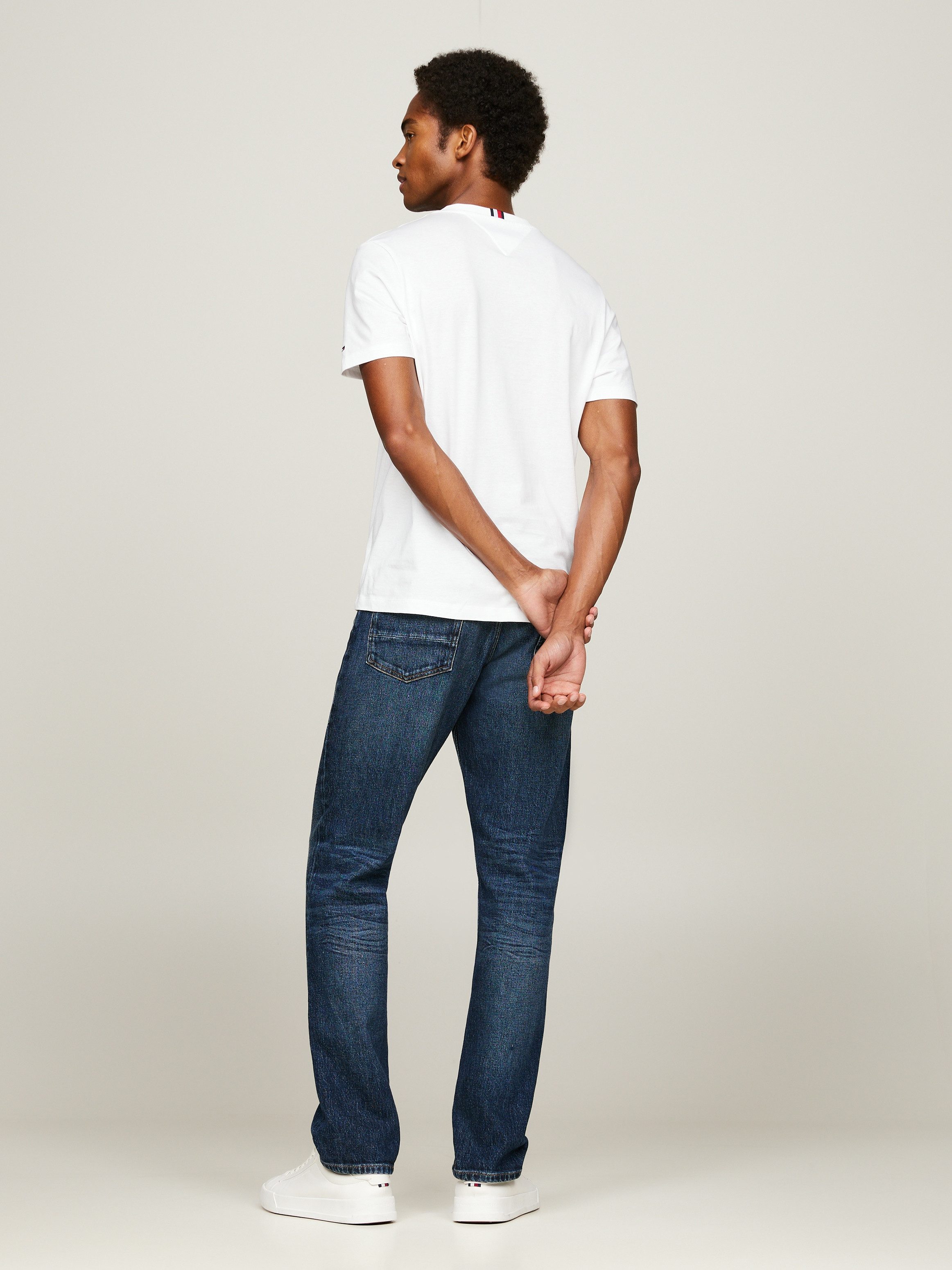 Tommy Hilfiger T-shirt HILFIGER GLOBAL STRIPE TEE contrastkleurige print op de borst