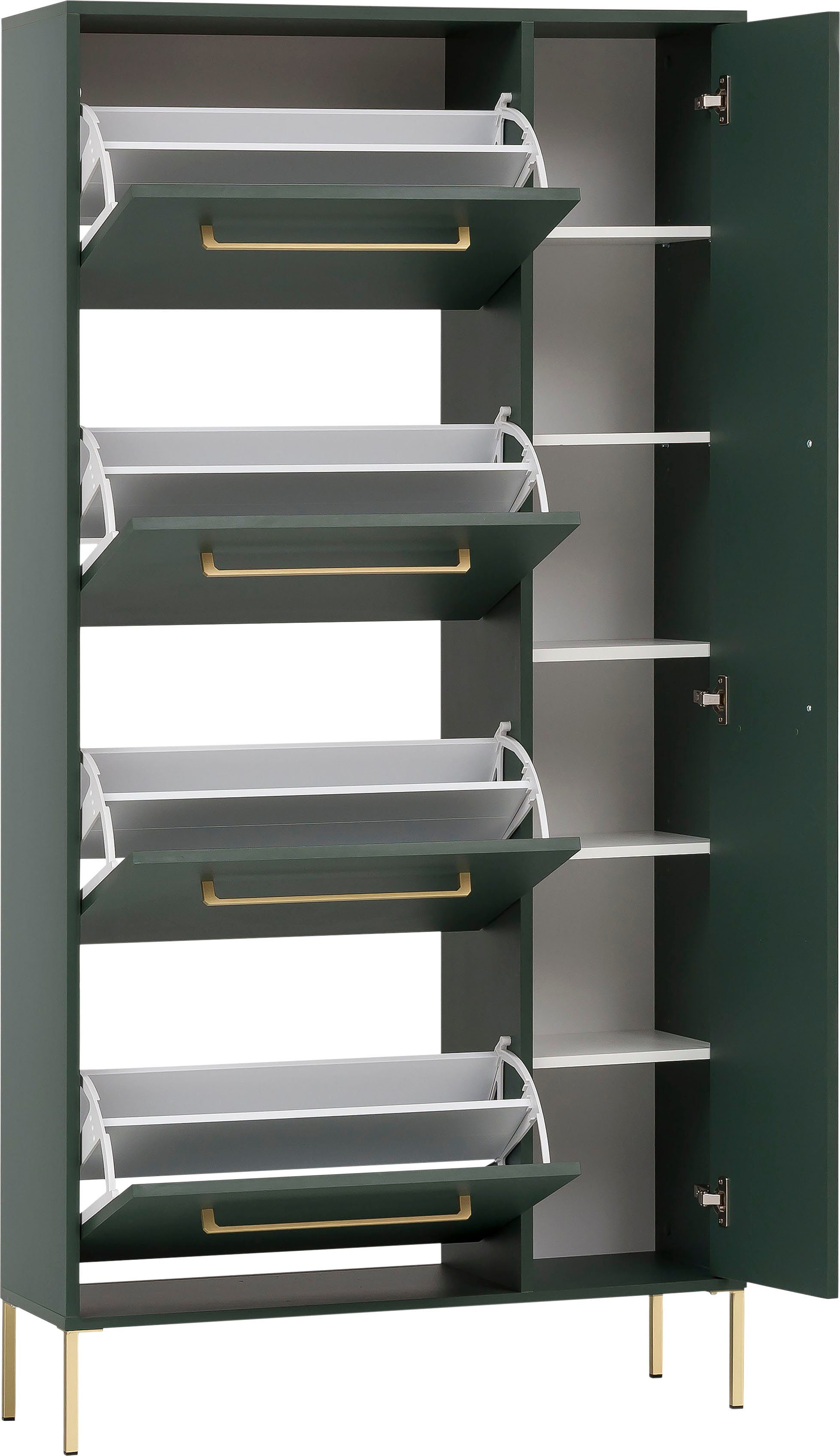 welltime Schoenenkast Kent met goudkleurige handgrepen