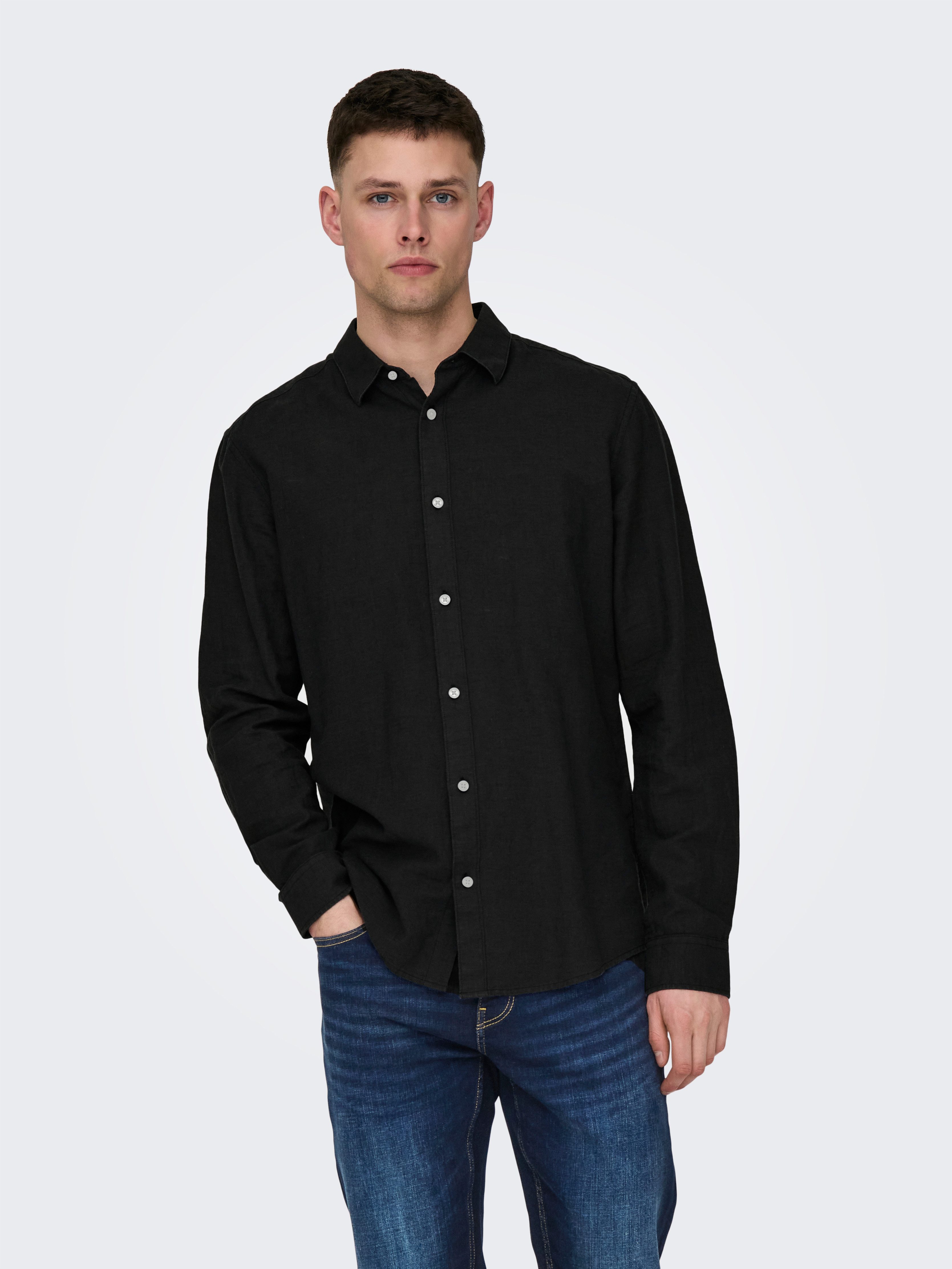 ONLY & SONS Overhemd met lange mouwen ONSCAIDEN LS SOLID LINEN SHIRT NOOS