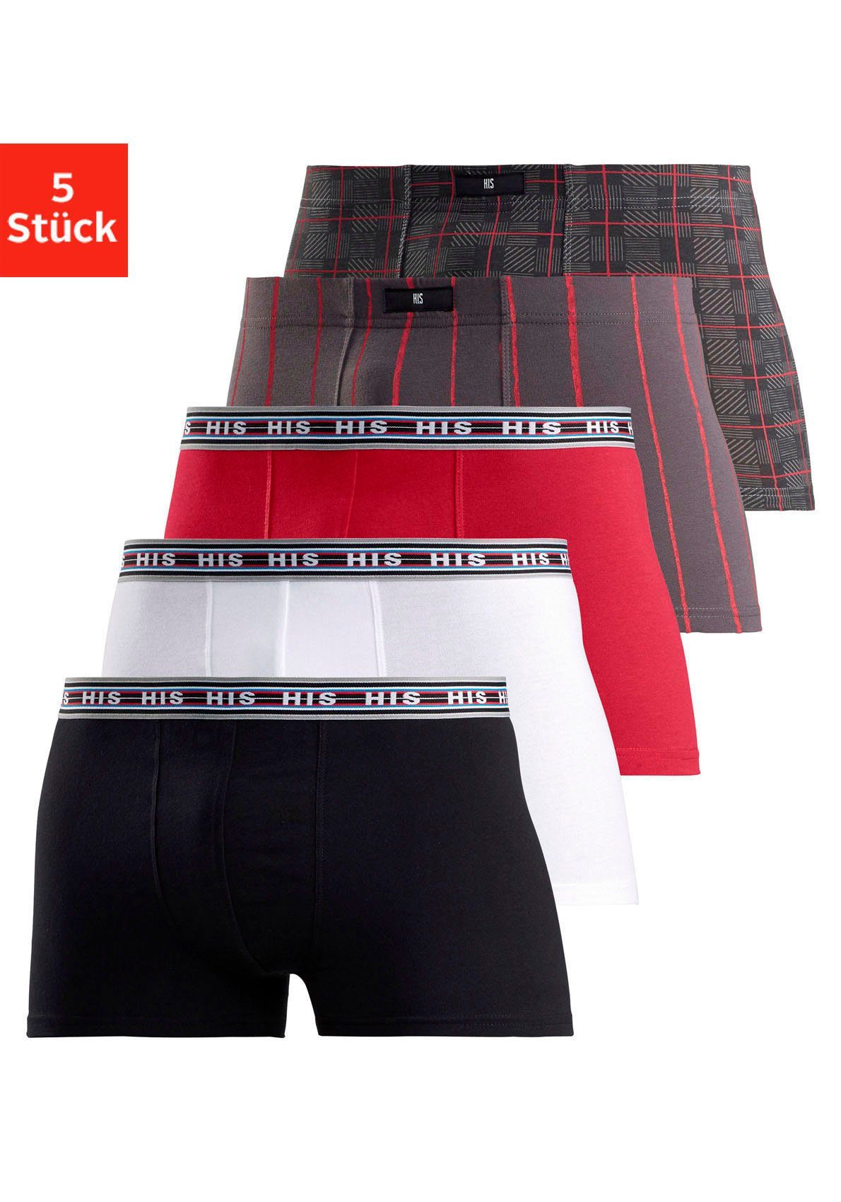 H.I.S Boxershort voor heren (set, 5 stuks) heren boxershorts maat XXL rood