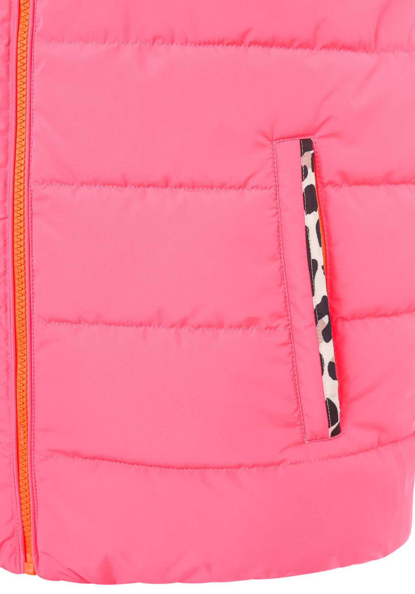 Zwillingsherz Reversible-gilet Omkeerbaar vest kort "Leo" twee keer te dragen met luipaardprint, staande kraag en zakken