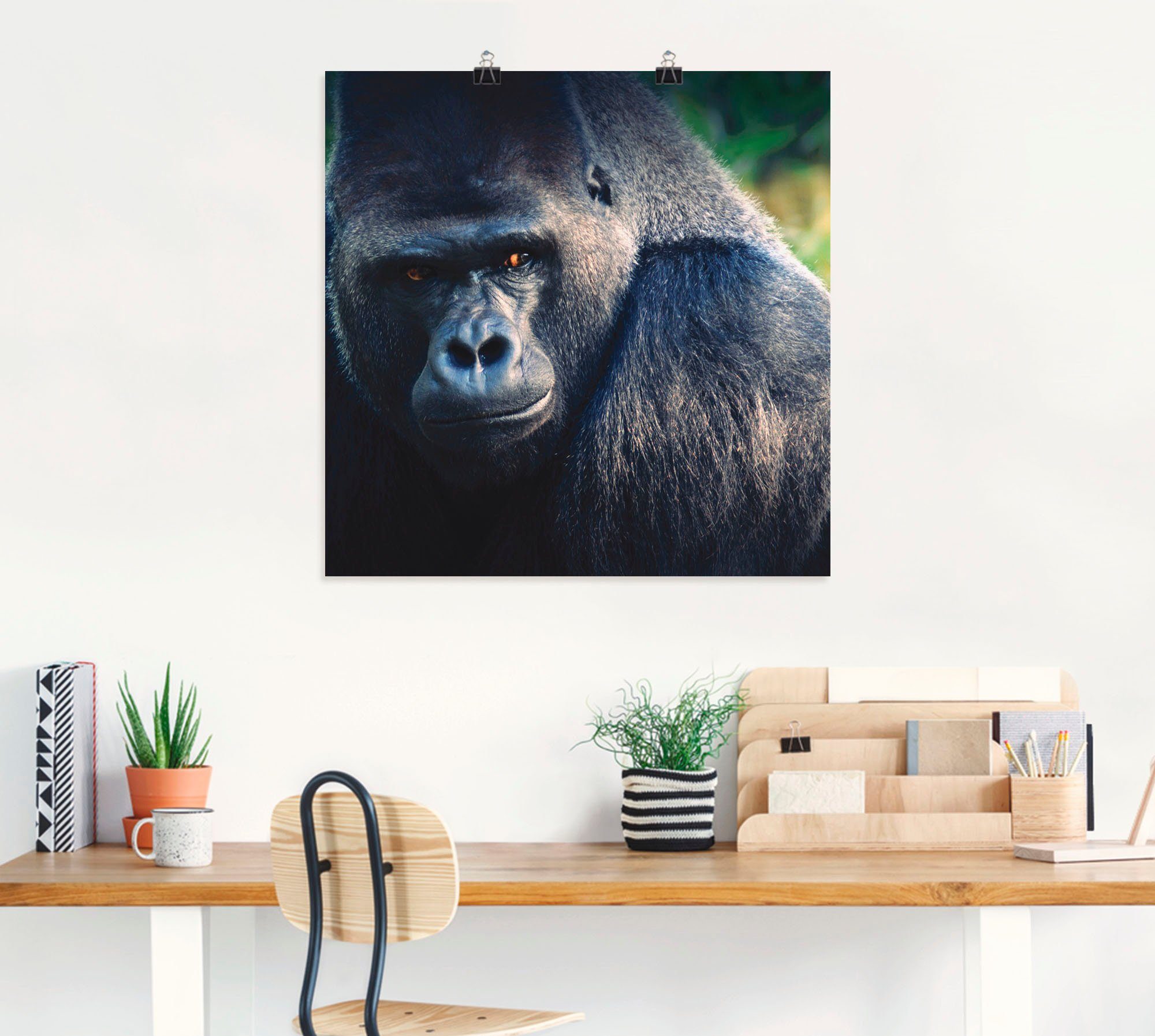 Artland Poster Gorilla als artprint op linnen, muursticker of poster in verschillende maten
