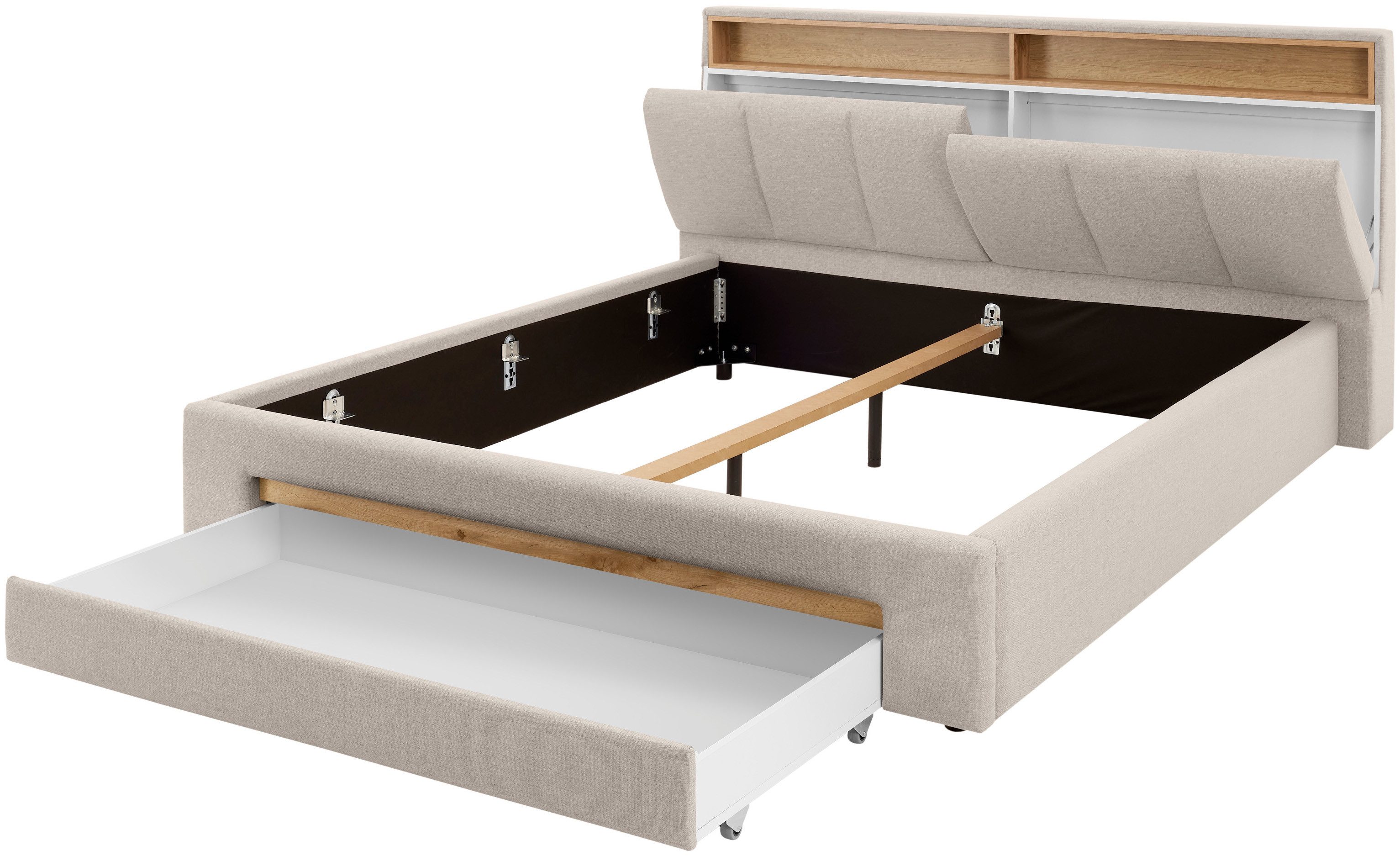 INOSIGN Gestoffeerd bed CiTY/GiRON,, gepolsterd opbergbed, met LED-verlichting Bedkisten met hondenbed of als opbergruimte, opklapbare hoofdeinden