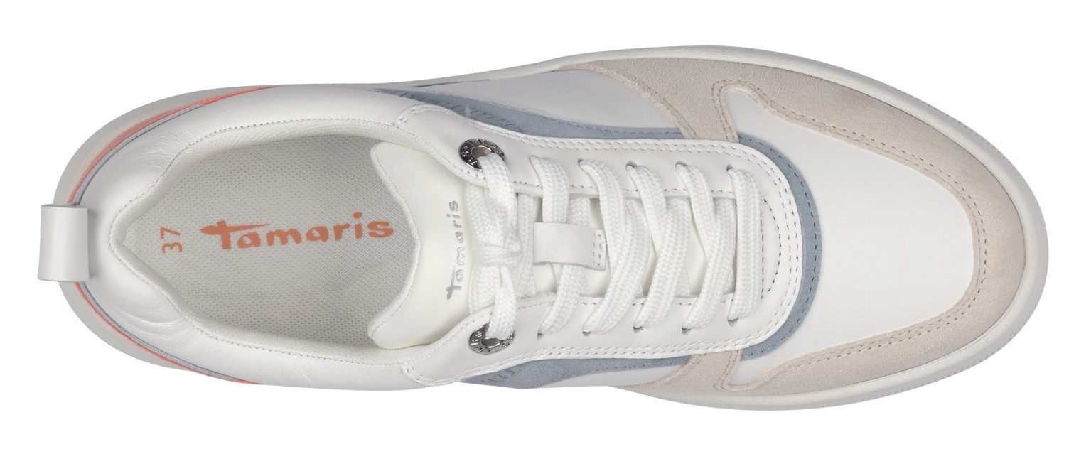 Tamaris Plateausneakers vrijetijdsschoen, lage schoen, veterschoen met contrastafwerkingen