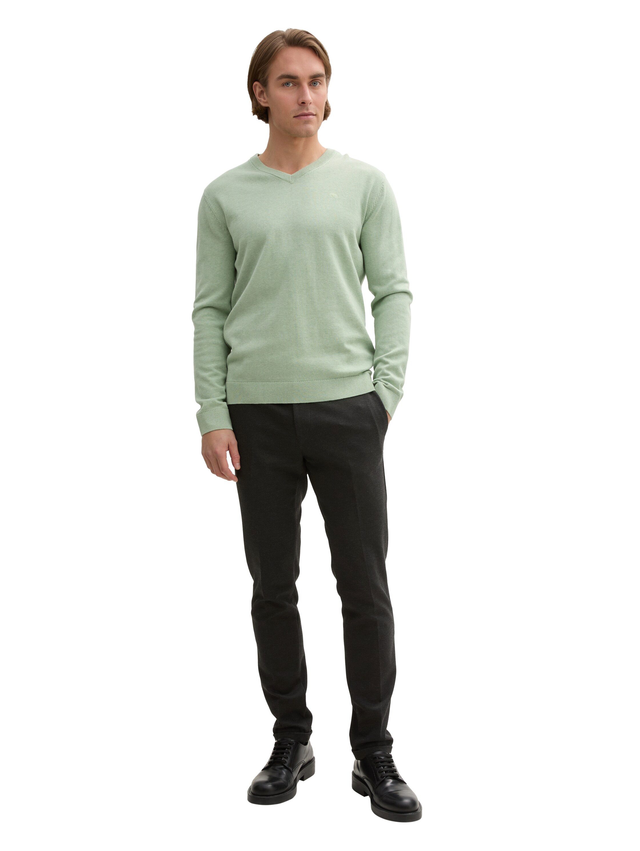 Tom Tailor Trui met V-hals met klein logoborduursel