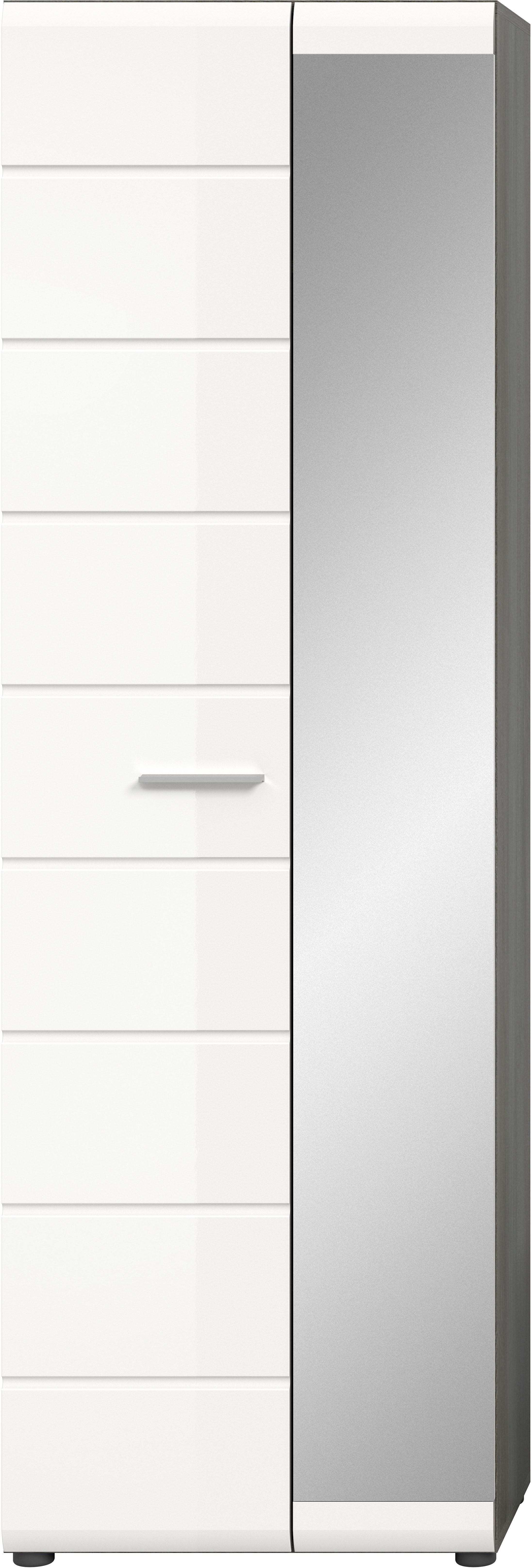 INOSIGN Kledingkast Rumba, Hoogte 192 cm, 1 Hoogglans deur, 1 Spiegeldeur, 4 legplanken,