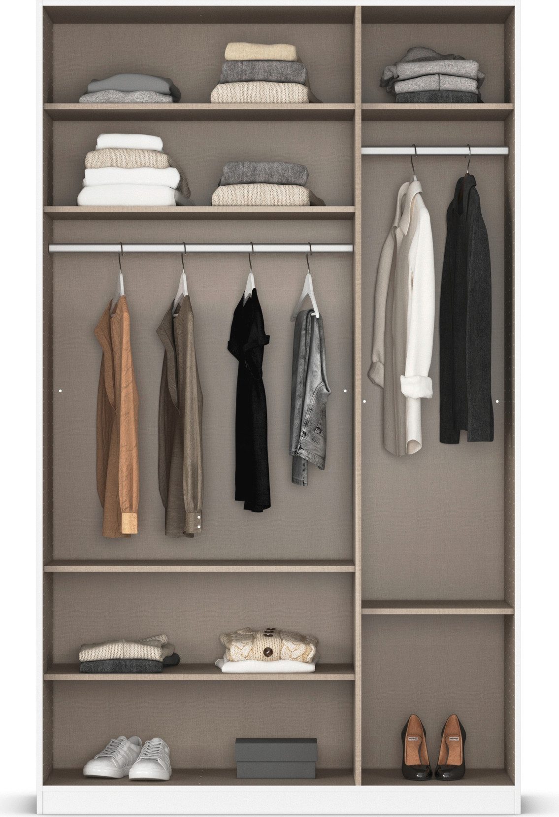 rauch Draaideurkast Kledingkast kast garderobe AGORDO met decor- of hoogglansfront doordachte binnenuitrusting, in 6 breedtes en 2 hoogtes made in germany
