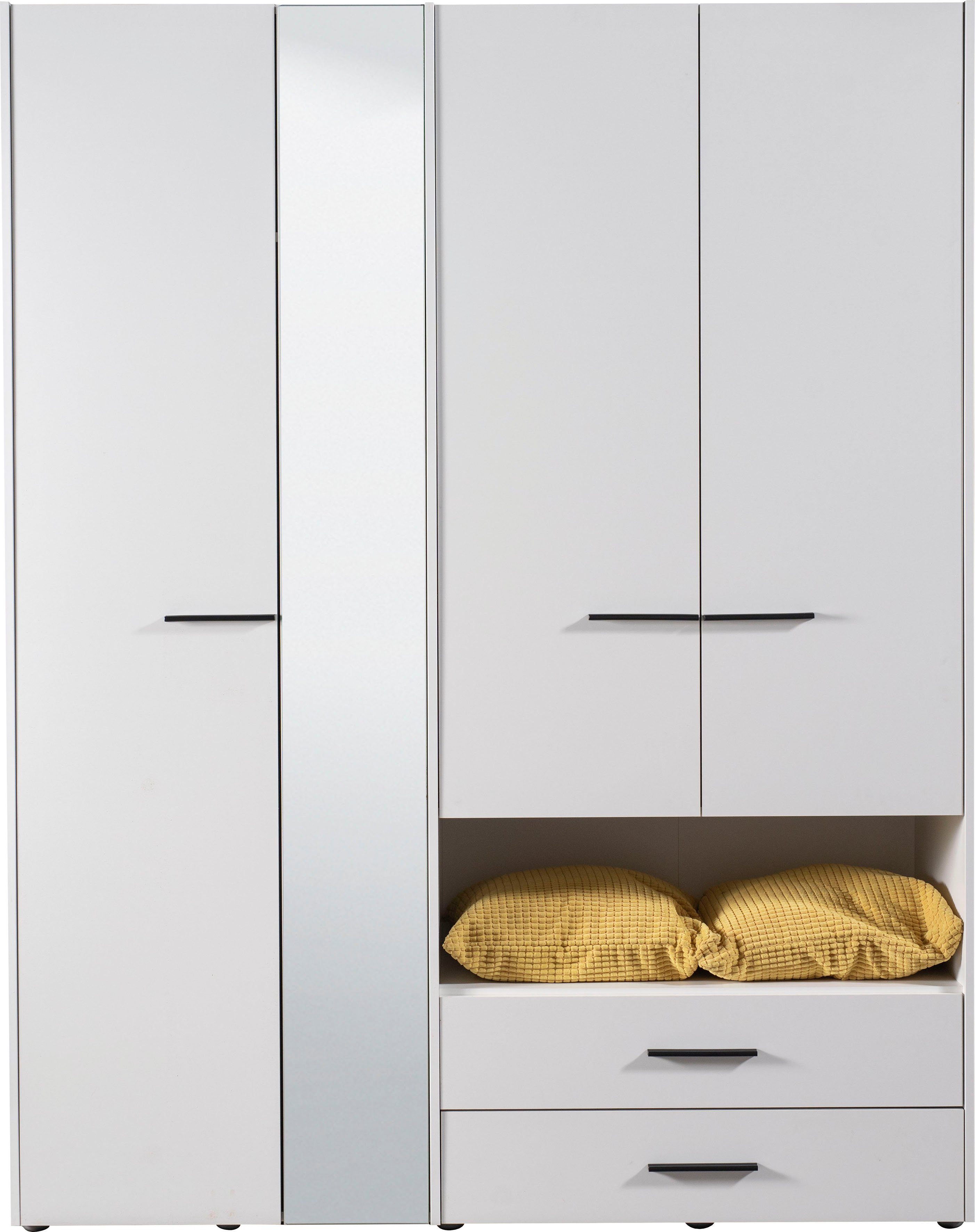INOSIGN Kledingkast Leon, FSC®-gecertificeerd houtmateriaal met spiegel, binneninrichting en 2 lades, 127,5x55x205,5 cm