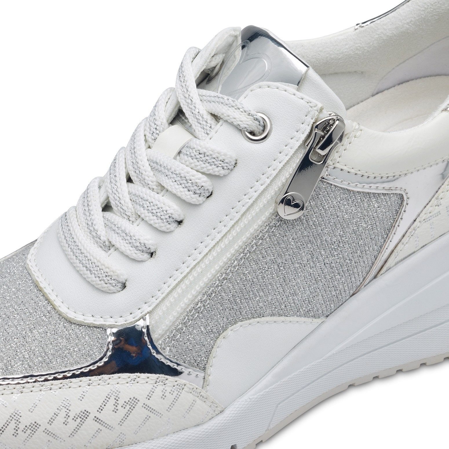 Marco Tozzi Sneakers met sleehak vrijetijdsschoen, lage schoen, veterschoen in vegan uitvoering