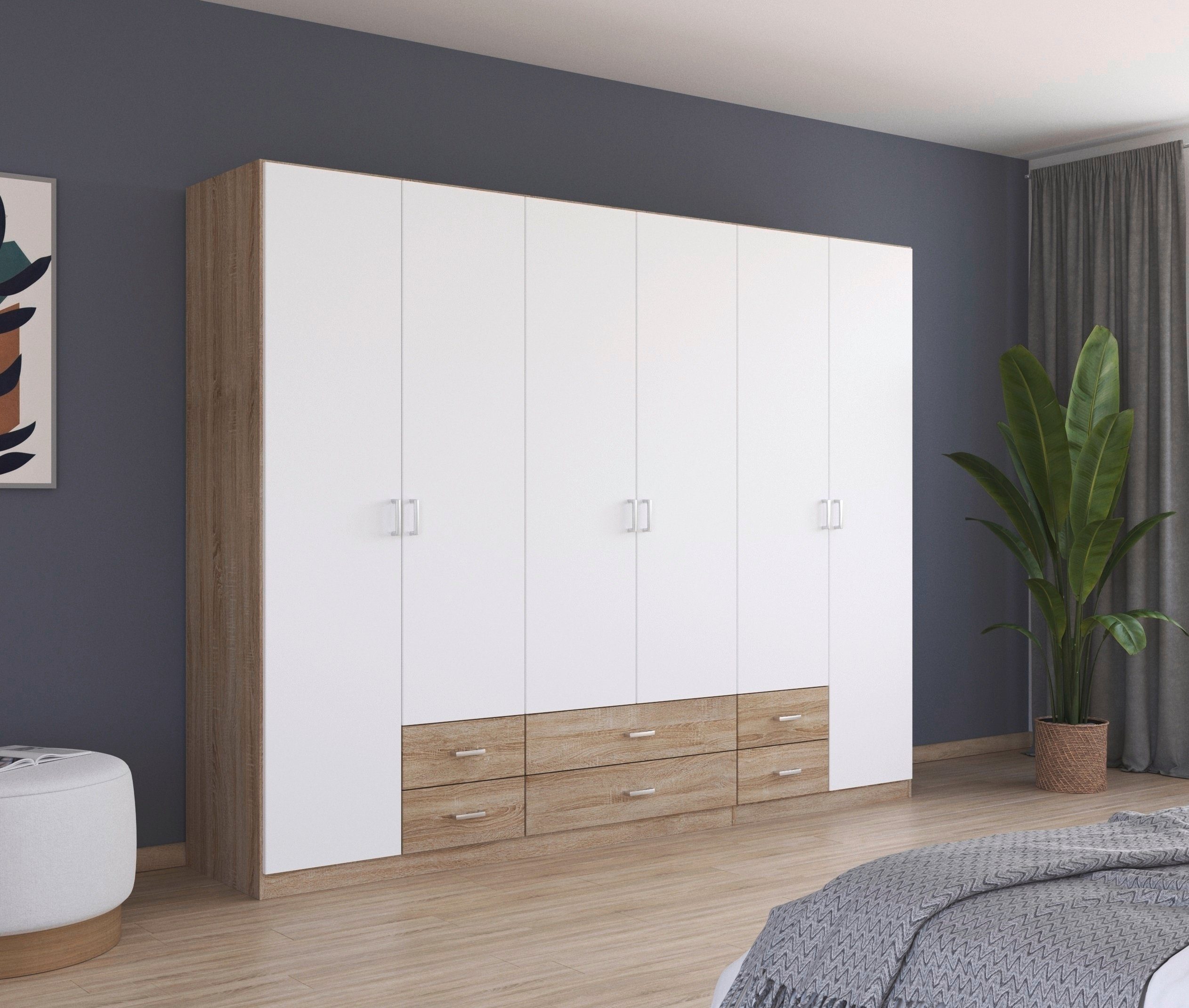 rauch Draaideurkast Kledingkast kast garderobe linnenkast GAMMA in 3 breedtes met 6 lades, in eenvoudig design topseller made in germany
