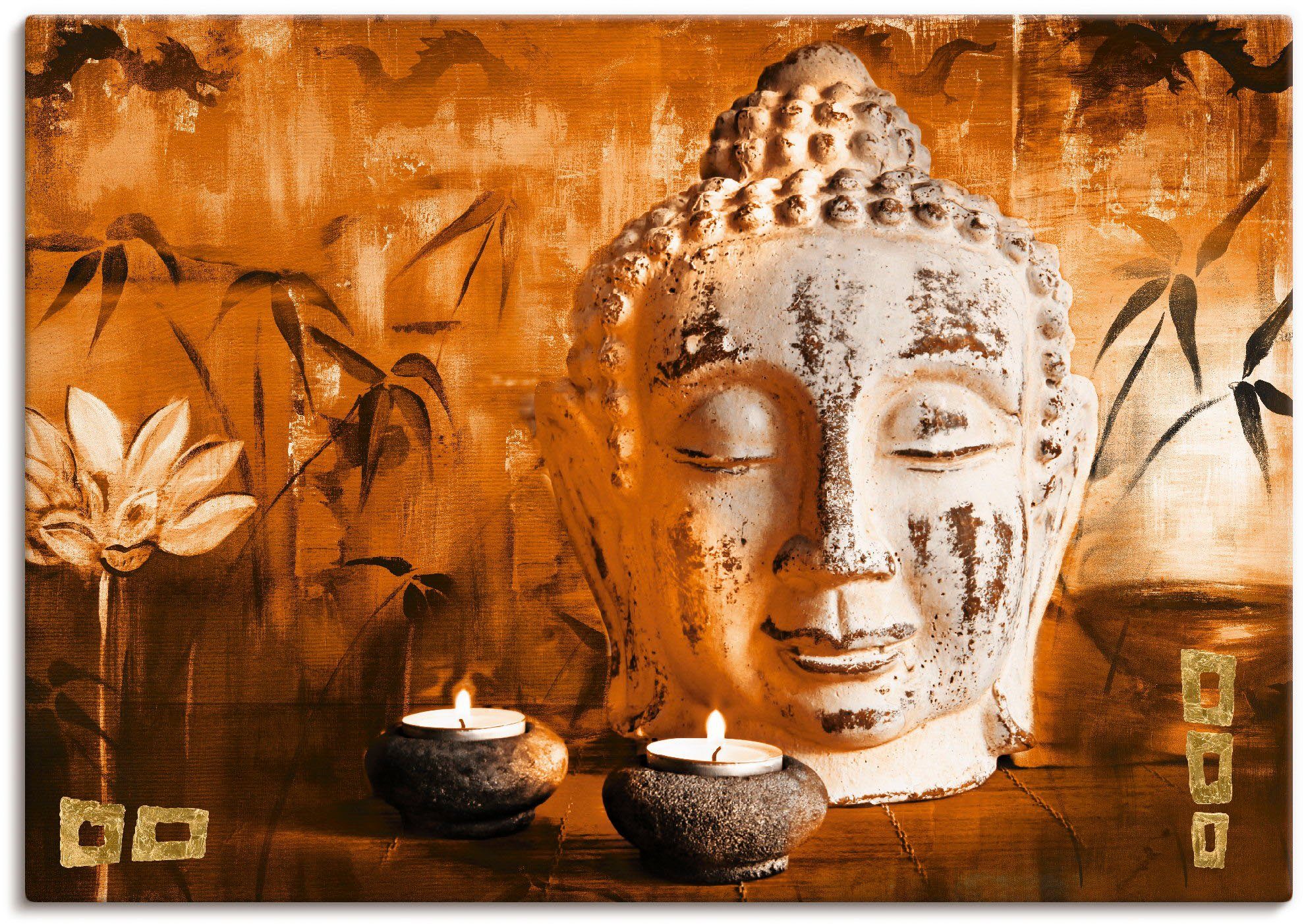 Artland Artprint Boeddha met kaarsen in vele afmetingen & productsoorten -artprint op linnen, poster, muursticker / wandfolie ook geschikt voor de badkamer (1 stuk)