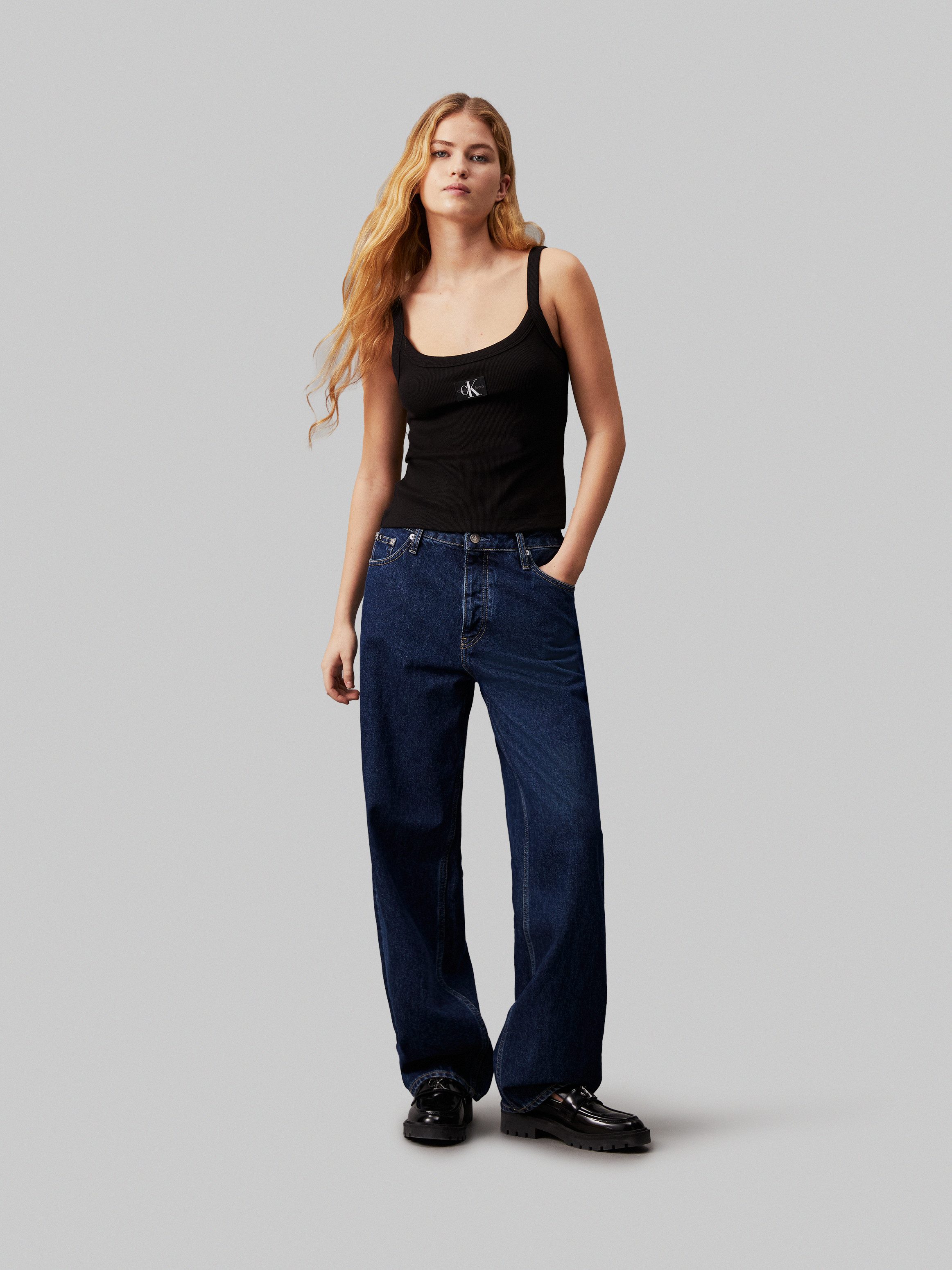 Calvin Klein Top met spaghettibandjes WOVEN LABEL RIB TANK