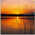artland print op glas landschap met zonsopkomst (1 stuk) oranje