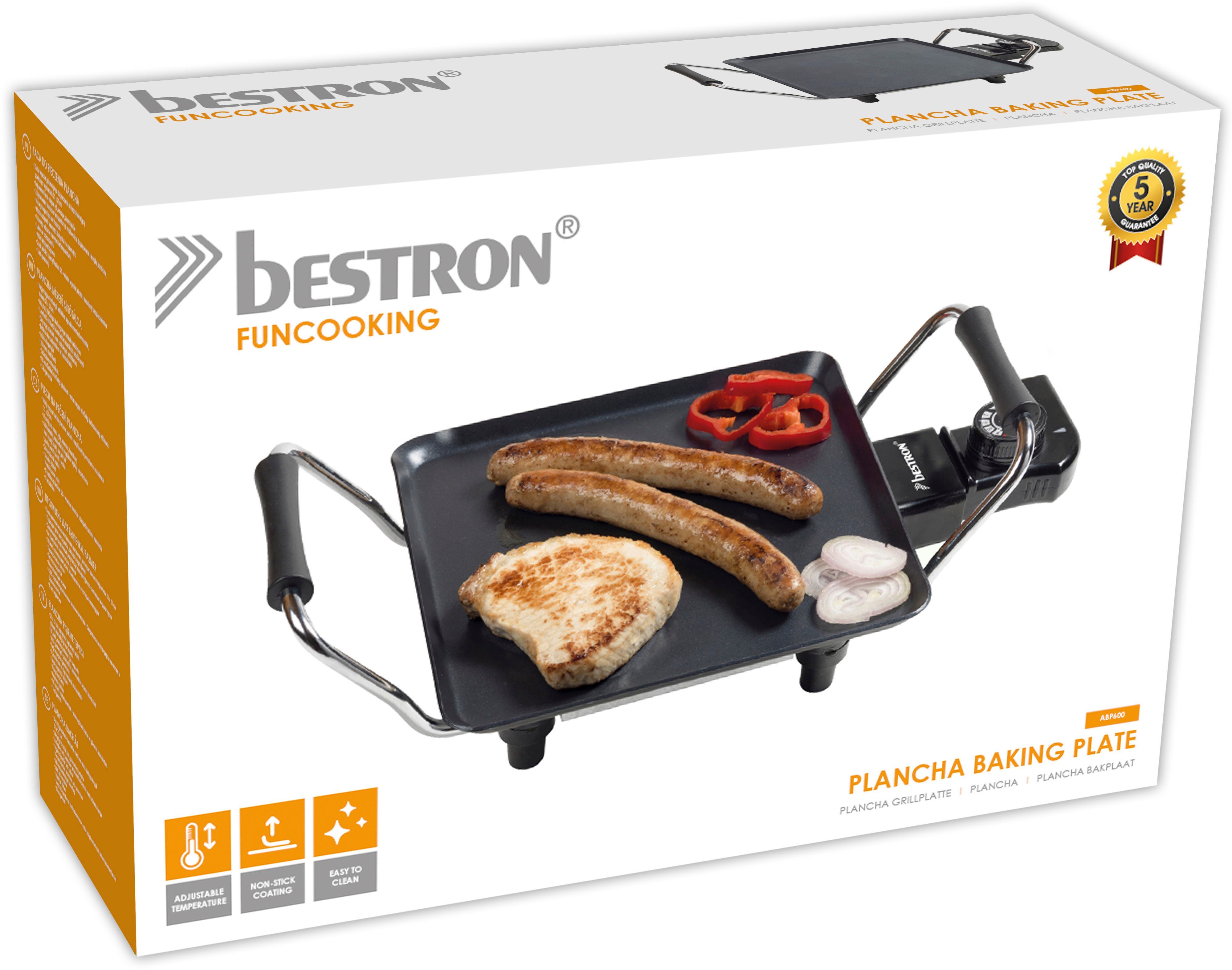 bestron Tafelgrill Planchagrillplatte Plancha-bakplaat, met antiaanbaklaag, zwart