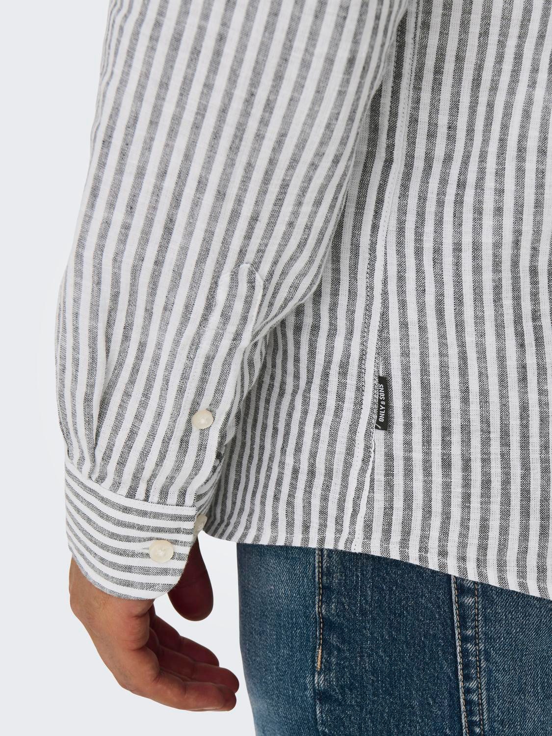 ONLY & SONS Overhemd met korte mouwen ONSCAIDEN LS STRIPE LINEN SHIRT 660 NOOS