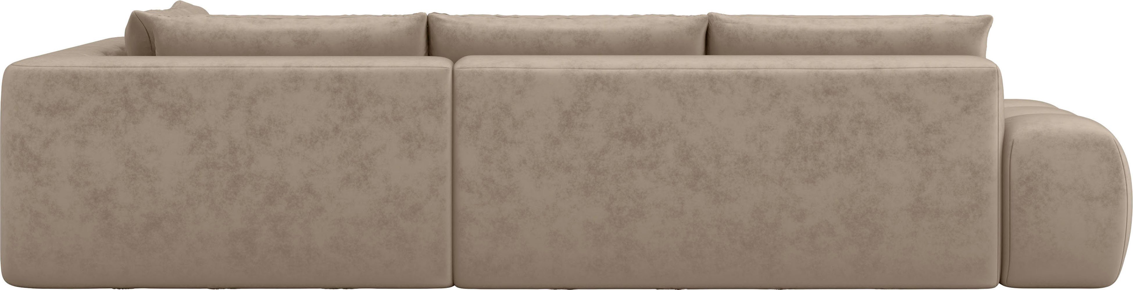 INOSIGN Hoekbank AZITA designsofa, elegant en comfortabel L-vorm, bubbel-look