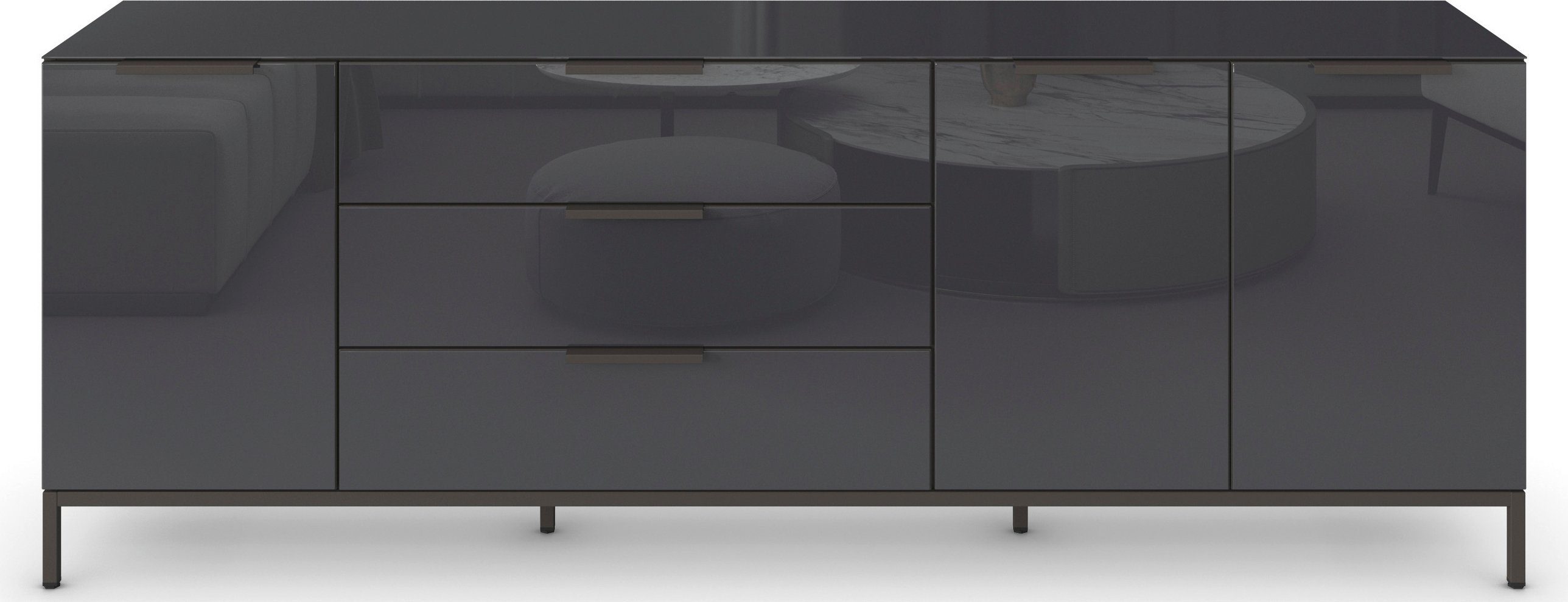 rauch Kast met laden en deuren Commode deurkast sideboard combikast FLIPP met glasfront 3-deurs, 3 lades, soft-close functie, bovenblad en glazen front