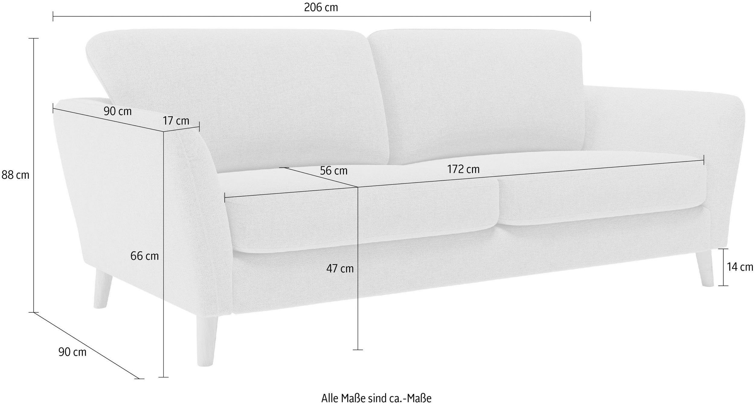 Home affaire 3-zitsbank MARSEILLE 3-zitsbank 206 cm, cord, vlakke weefsel, structuur, geweven stof