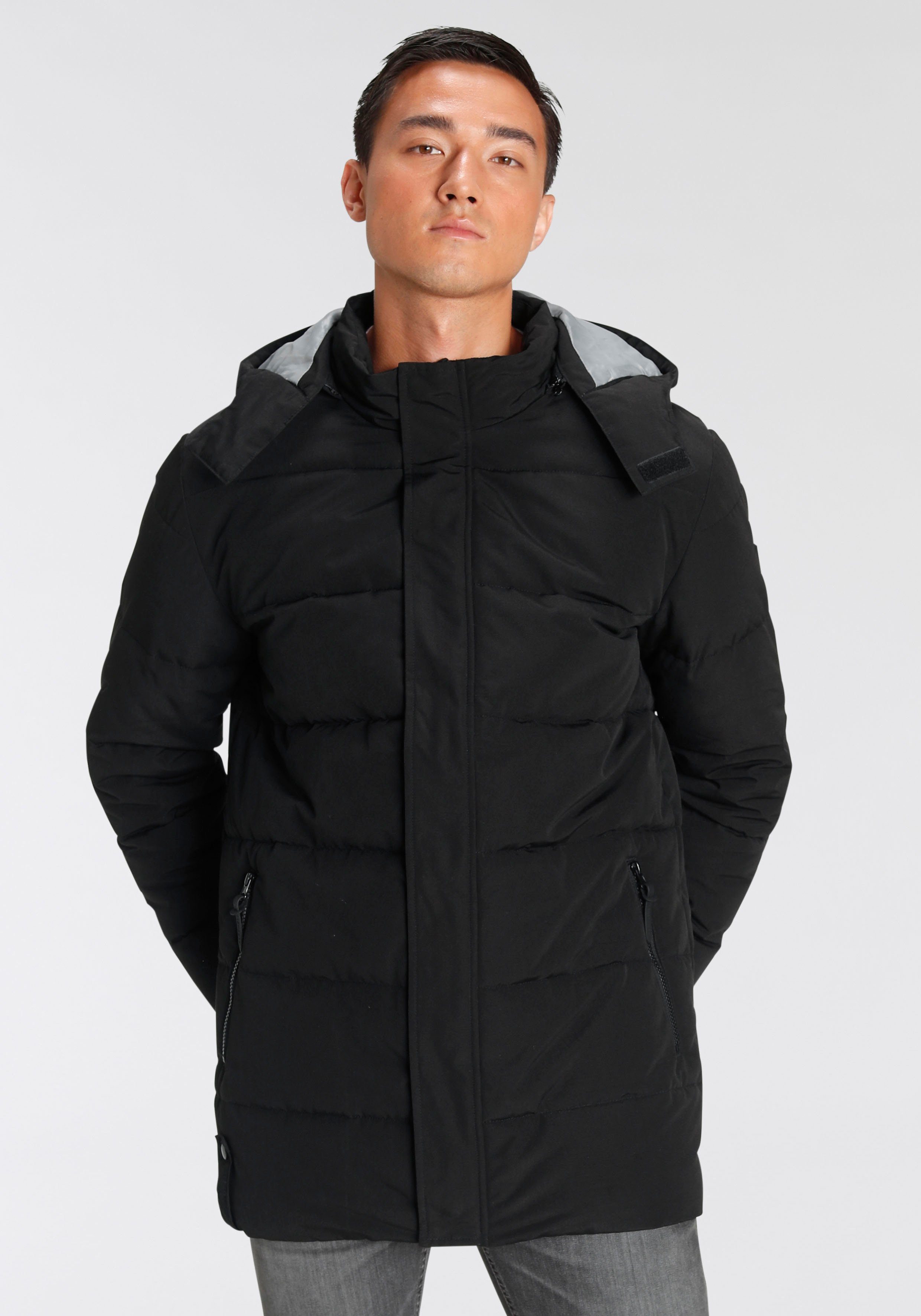 alpenblitz gewatteerde jas "sandviken" met contrastkleurige, afneembare binnencapuchon zwart