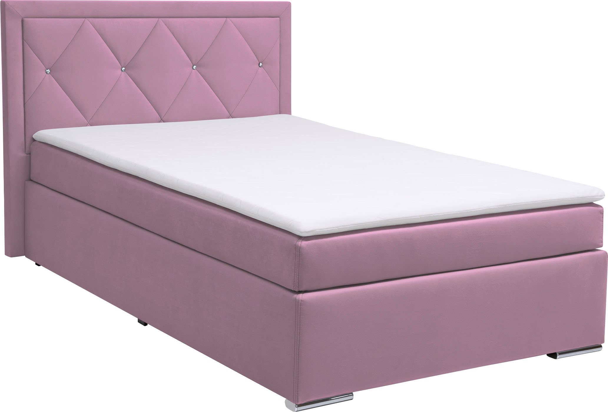 Leonique Boxspring Alfie, bestseller, optioneel met bedlade met strassteentjes in het hoofdbord, h2, h3 en h4 ter keuze