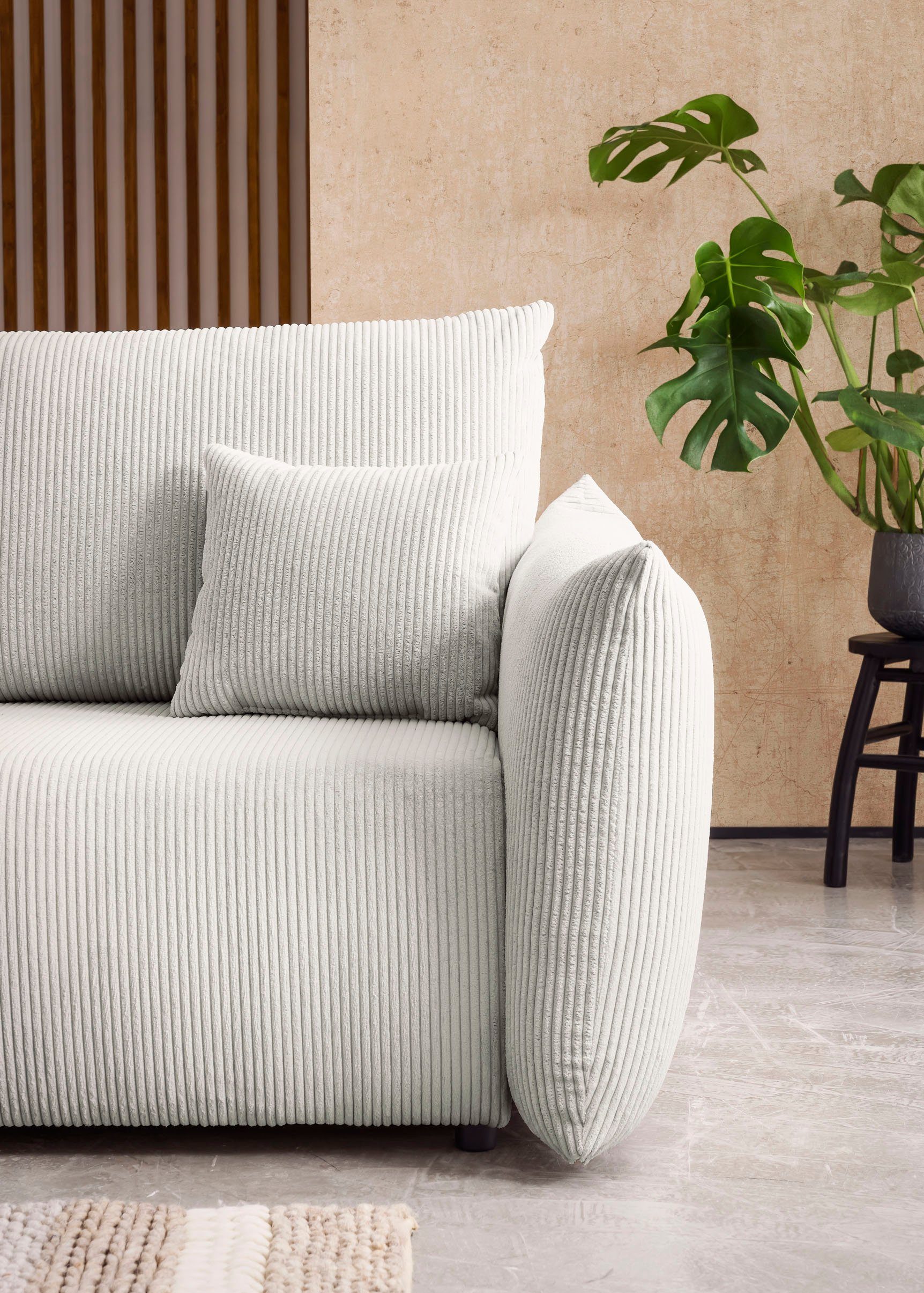 INOSIGN 3-zitsbank MAVAS slaapbank met bedlade ca. 240/108 cm (ligoppervlak 212/145 cm), ribfluweel, chenille, structuur