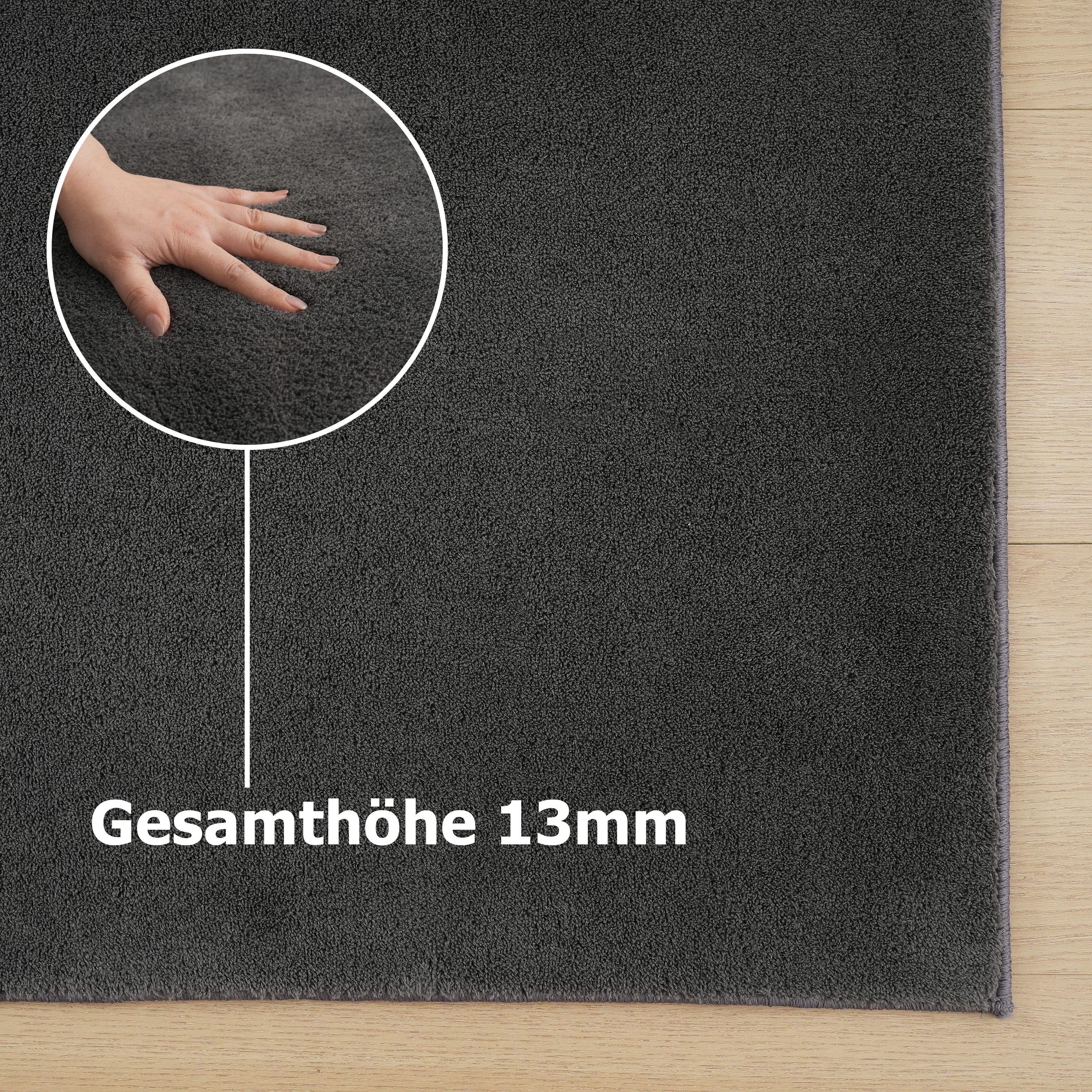 my home Vloerkleed Cali light, weich, modern, waschbar Effen kleuren, knuffelig en zacht, wasbaar, woonkamer, slaapkamer