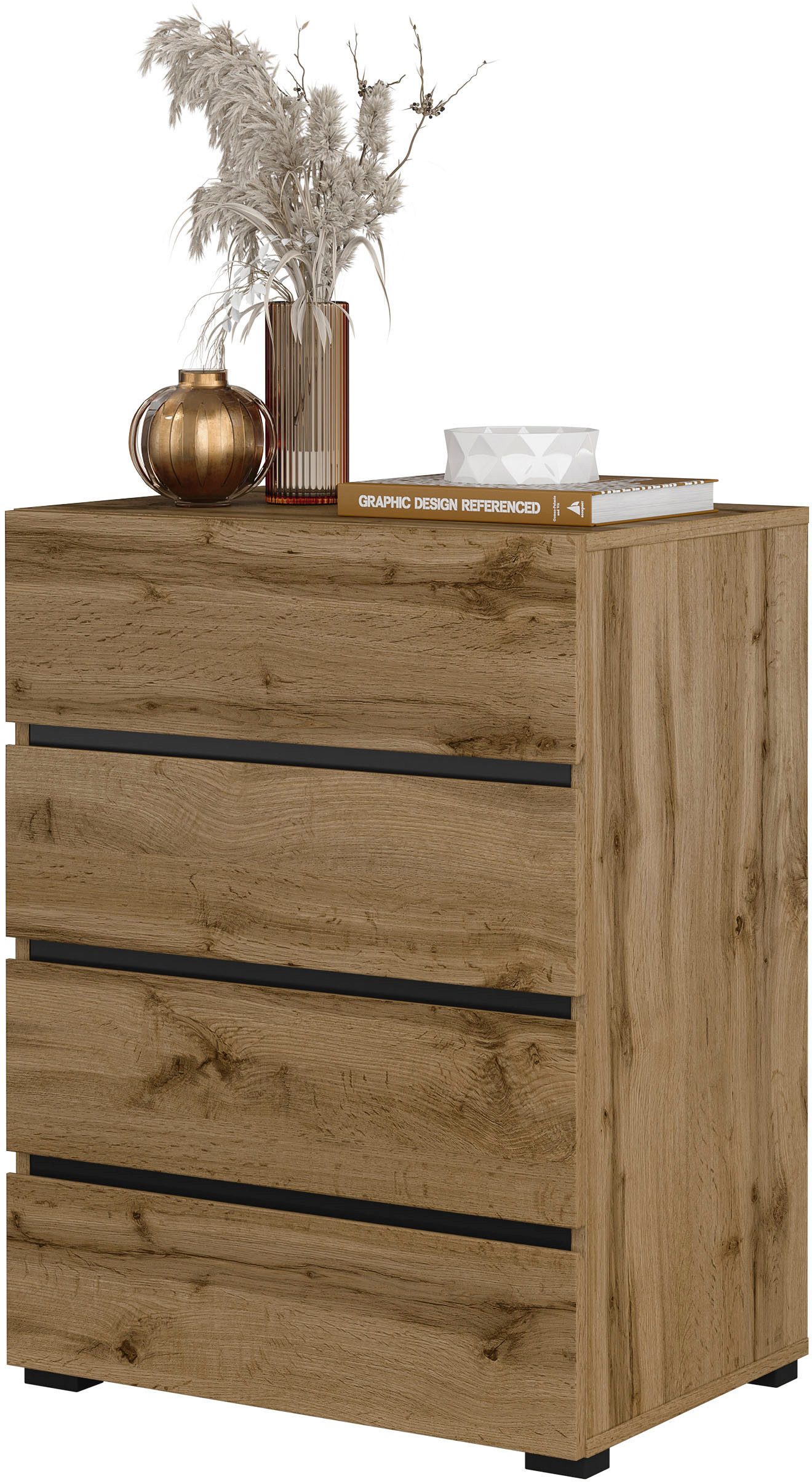 INOSIGN Kast Cross,Breedte 60 cm, moderne greeploze sideboard,4 lades