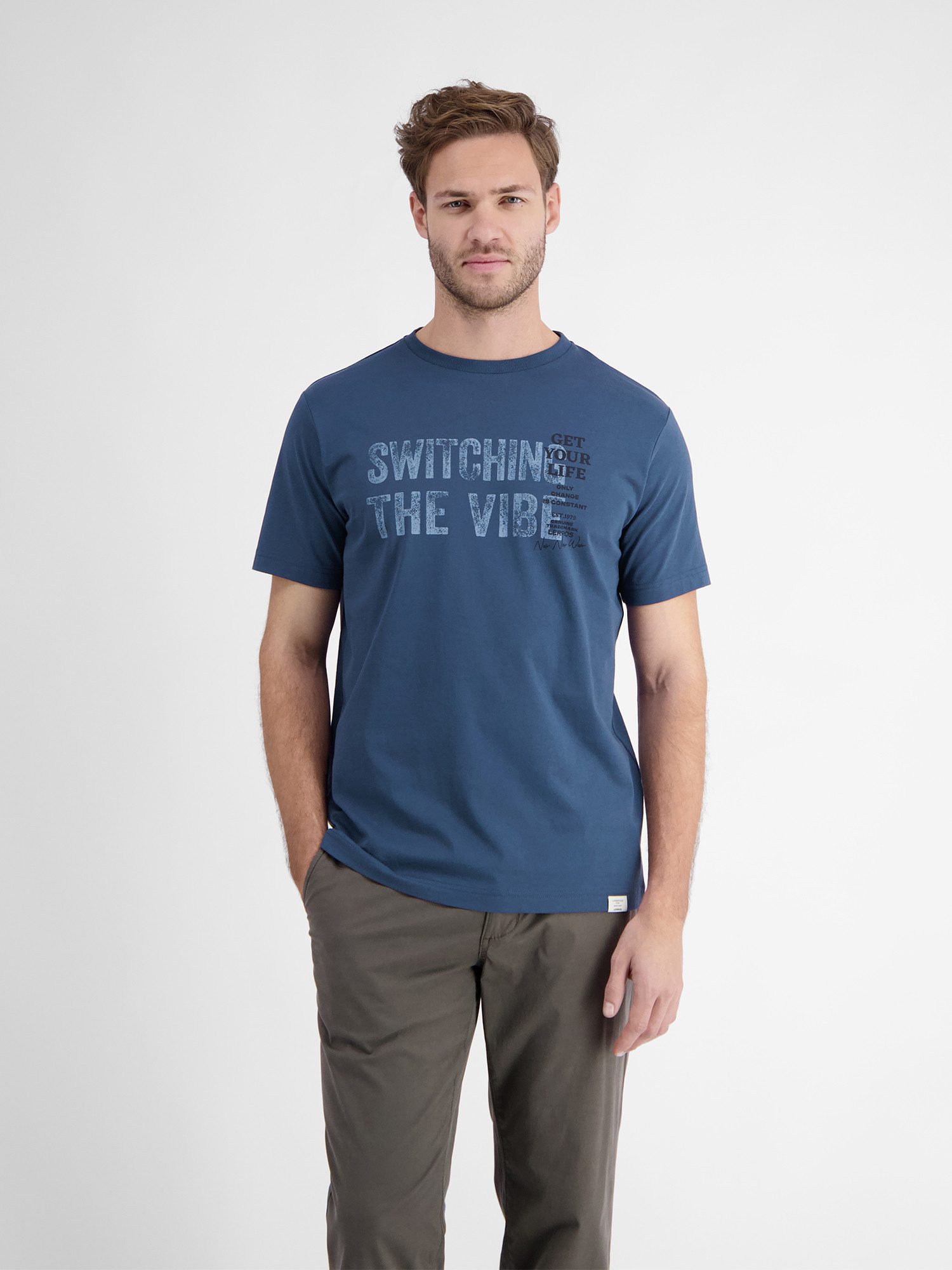 Lerros T-shirt LERROS heren T-shirt met borst-print