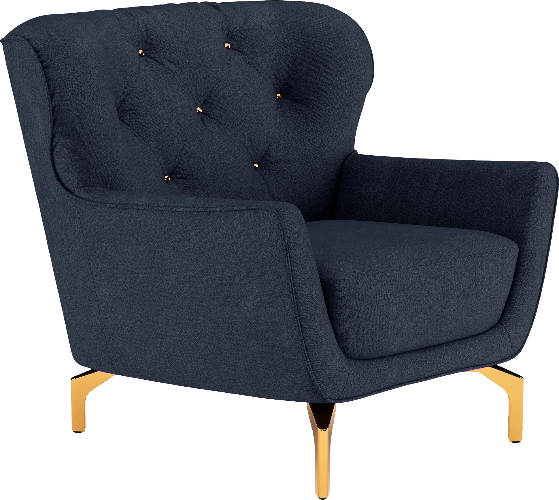 sit&more Fauteuil Orient 3 inclusief 1 sierkussen met strassteentjes, goudkleurige metalen poten