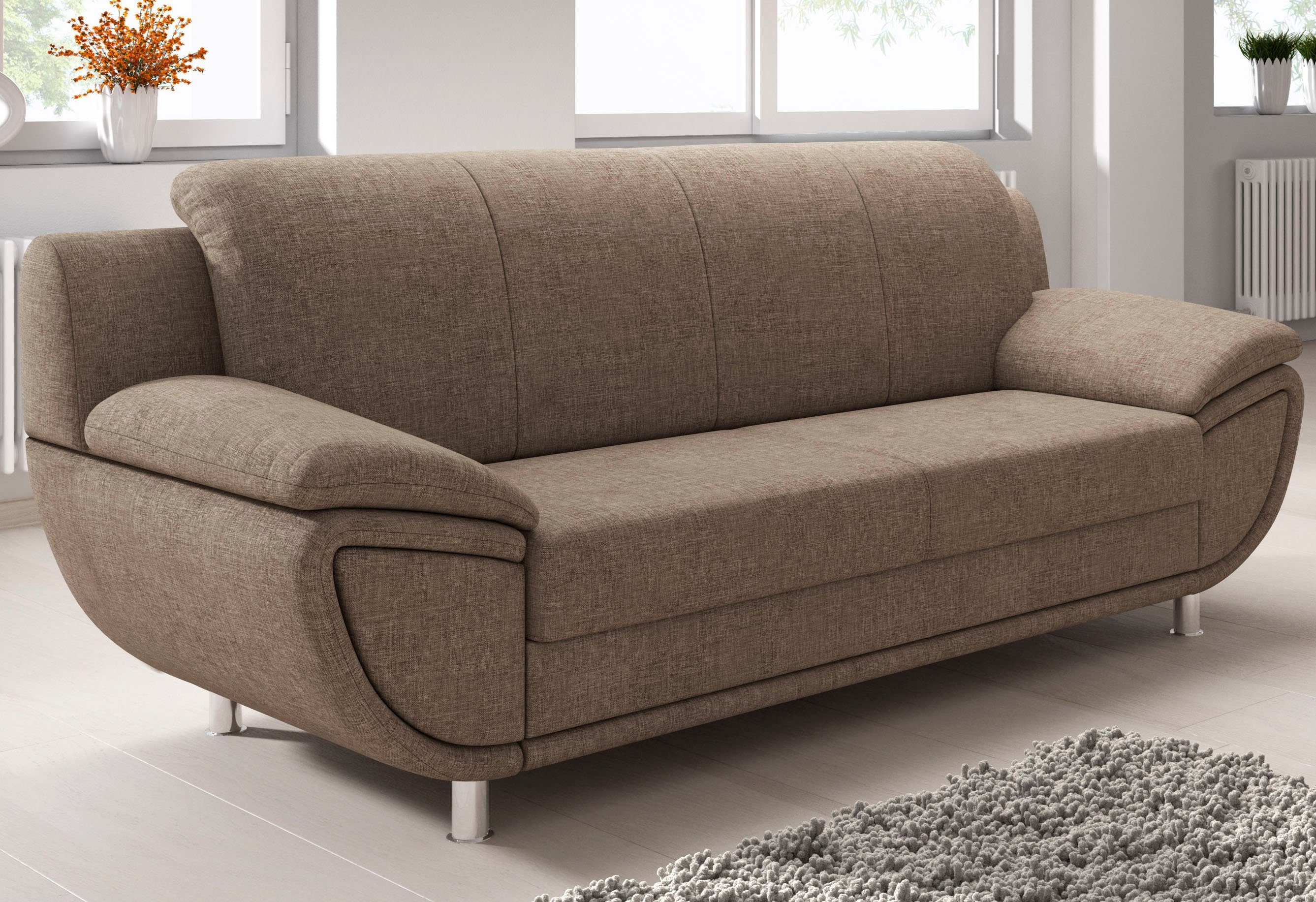 TRENDMANUFAKTUR 3-zitsbank Rondo II tijdloos en comfortabel, naar keuze met comfortabele binnenvering, met extra brede armleuningen