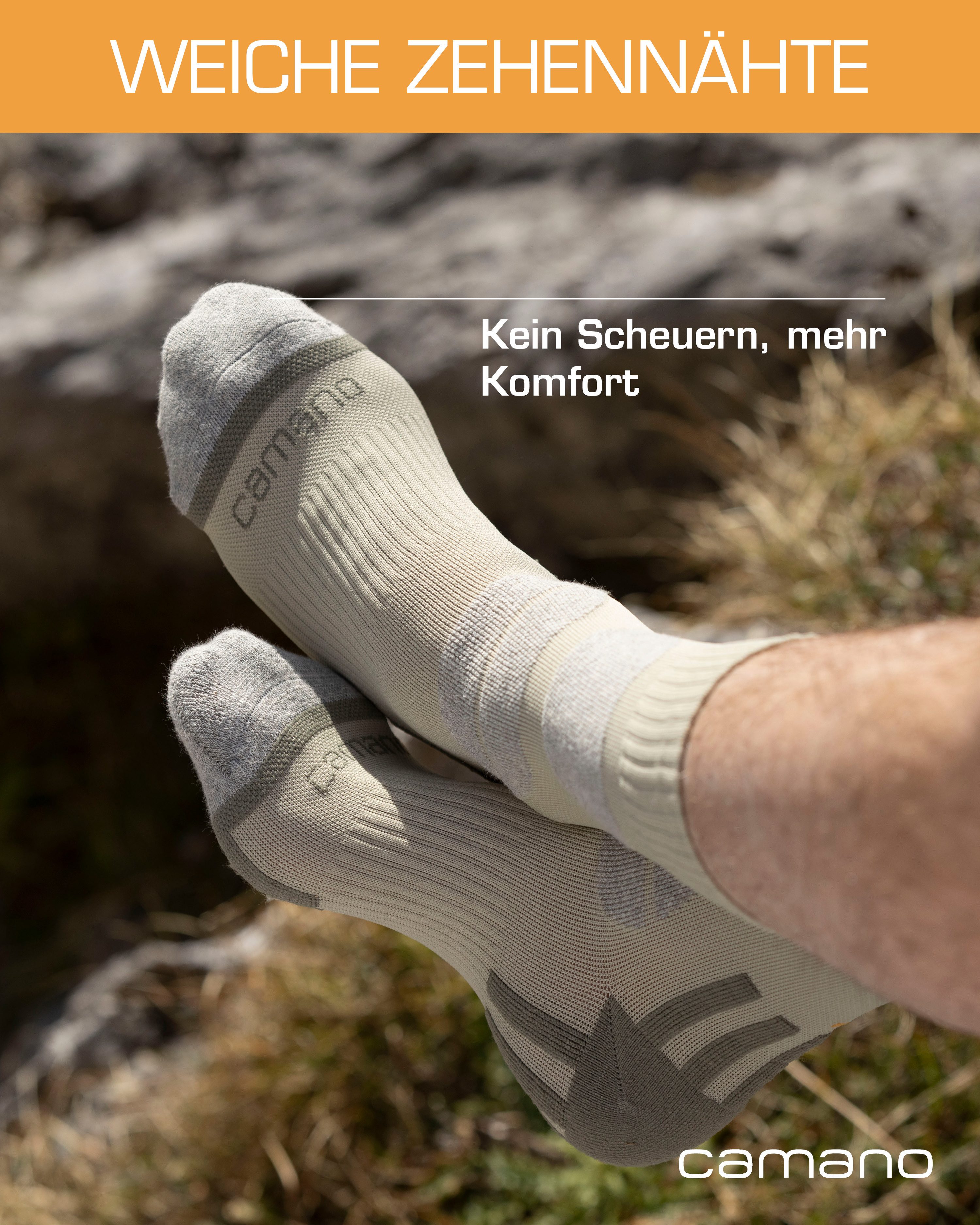 Camano Wandelsokken Functionele sokken, enkelsteun anatomische pasvorm, voetboogsteun (4 paar)