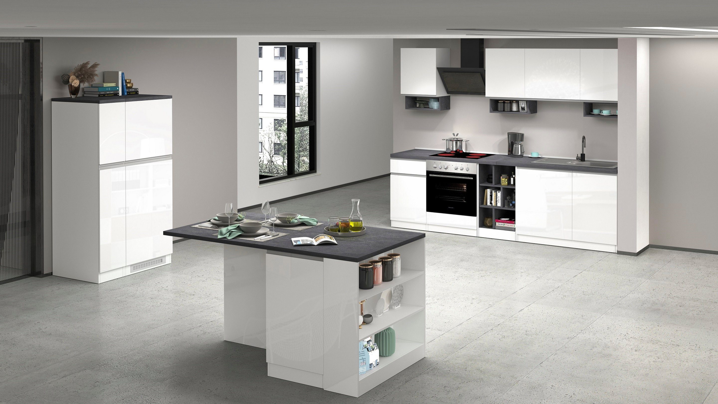 Kochstation Keuken KS-Sole keukenkast-set Breedte 90 cm, ombouw- en apothekerskast in set
