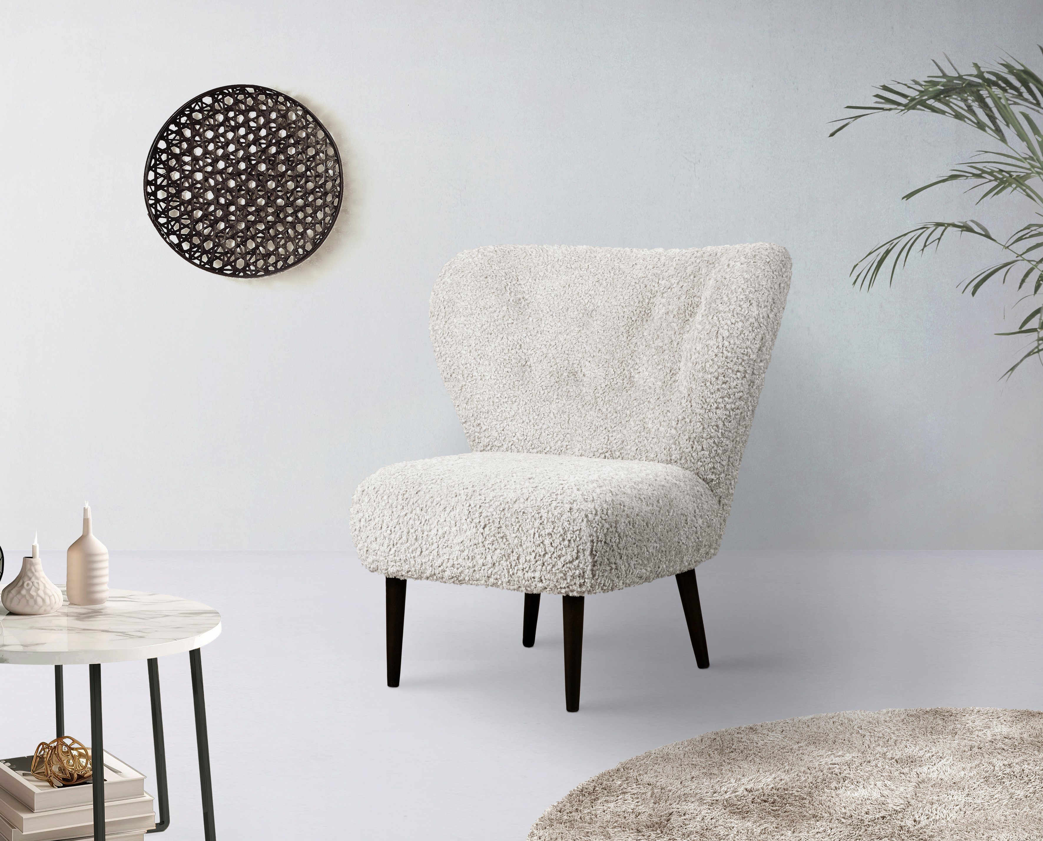 LeGer Home by Lena Gercke Fauteuil Dinah Knoopdetails op de achterkant, naar keuze met of zonder poef/voetenbank