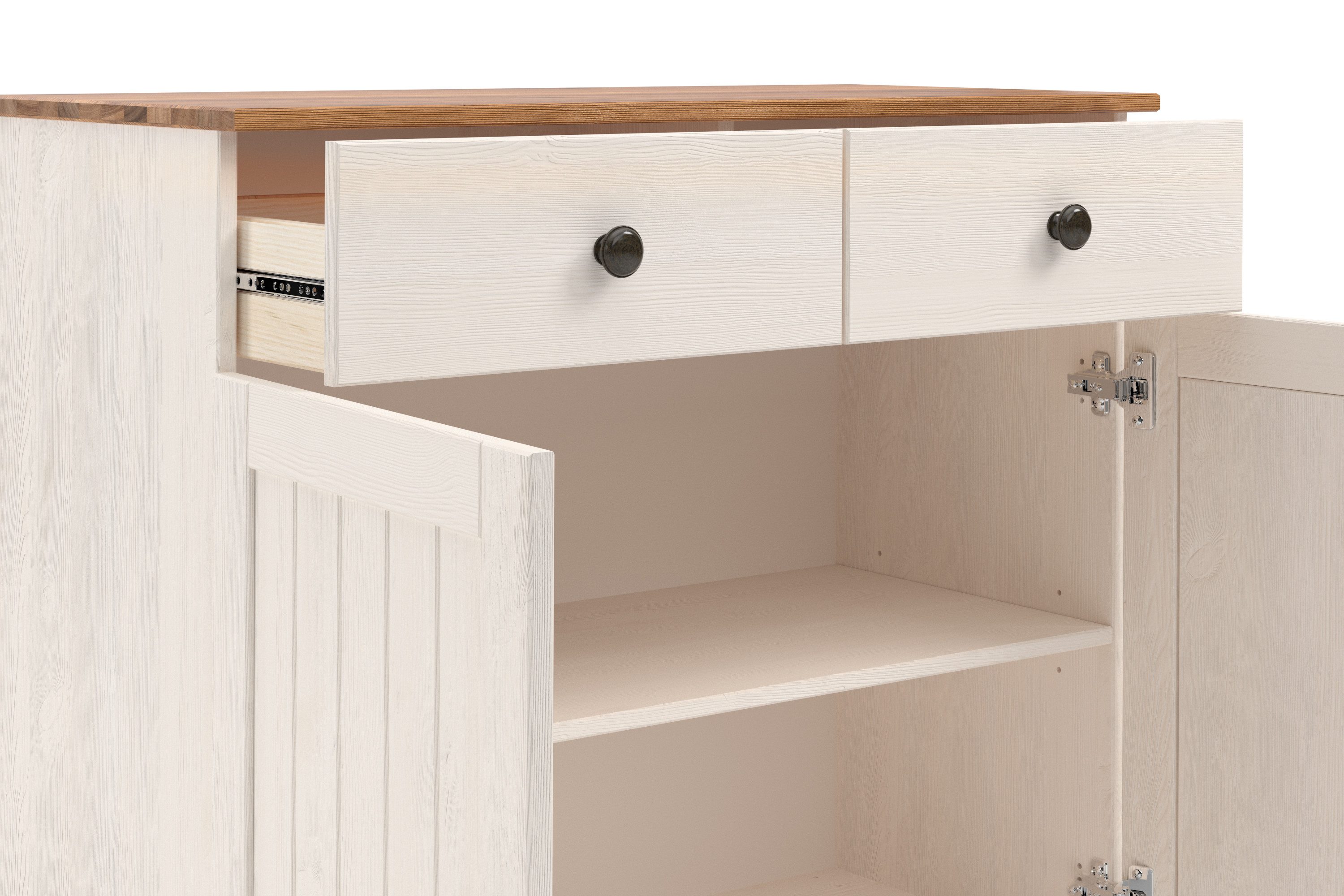 Home affaire Sidetable Alby2 Met 2 deuren, 2 lades en metalen grepen, breedte 85 cm