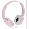 sony on-ear-hoofdtelefoon mdr-zx110ap opvouwbaar met headsetfunctie roze