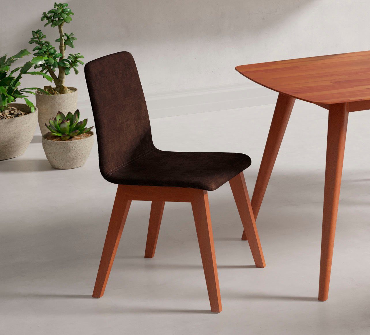 INOSIGN Stoel Sandy met verschillende stoelpootkleuren en kleurvarianten, zithoogte 47 cm (2 stuks) gestoffeerde stoelen bruin