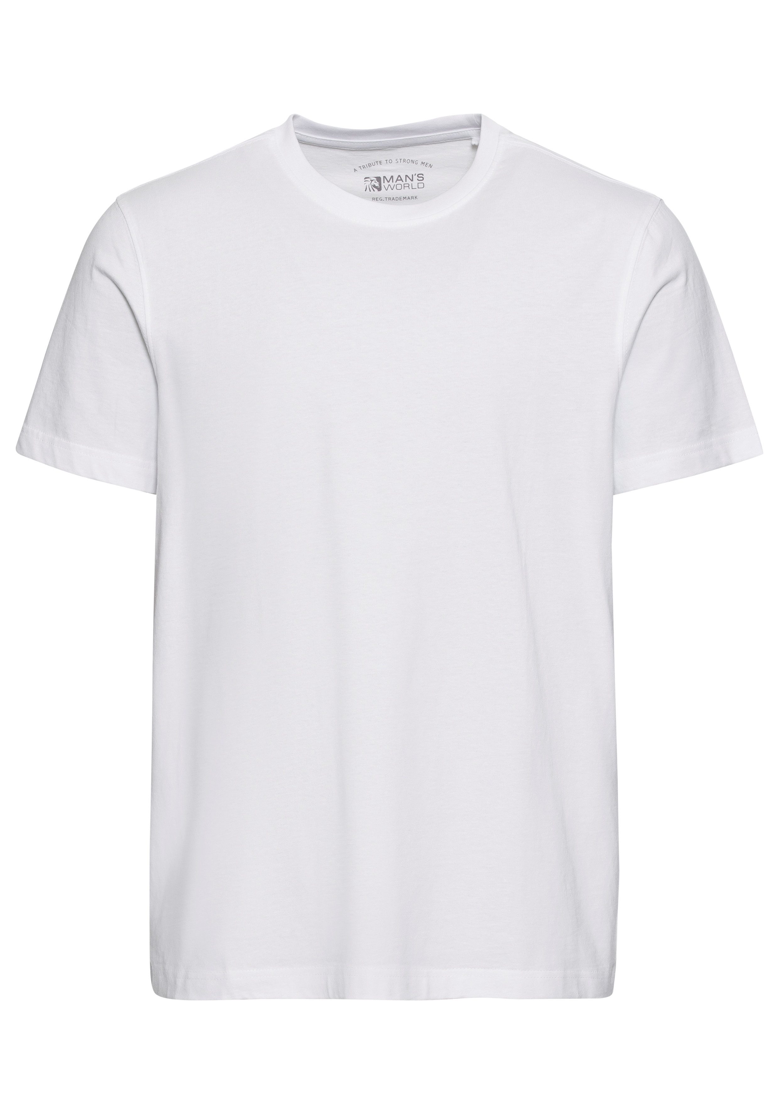 Man's World Shirt met ronde hals Korte mouw, effen kleur, ronde hals, van katoen(2-delig, Set van 2)