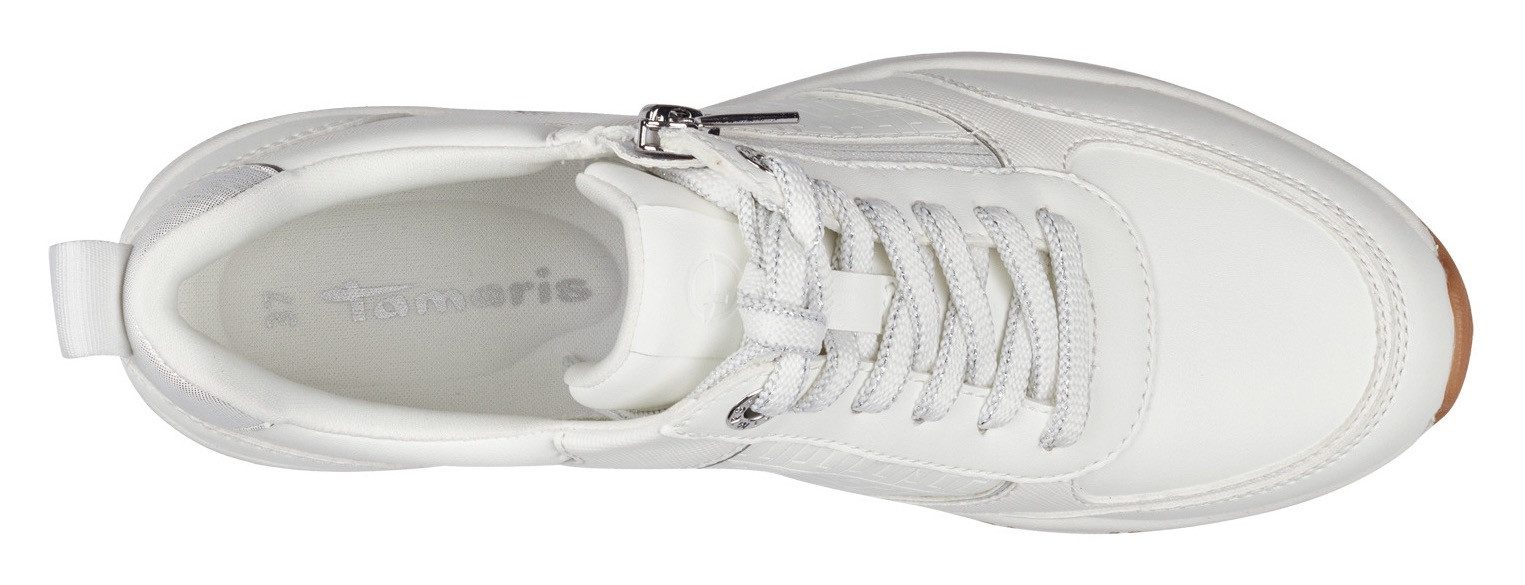 Tamaris Sneakers met sleehak vrijetijdsschoen, lage schoen, veterschoen met buitenrits