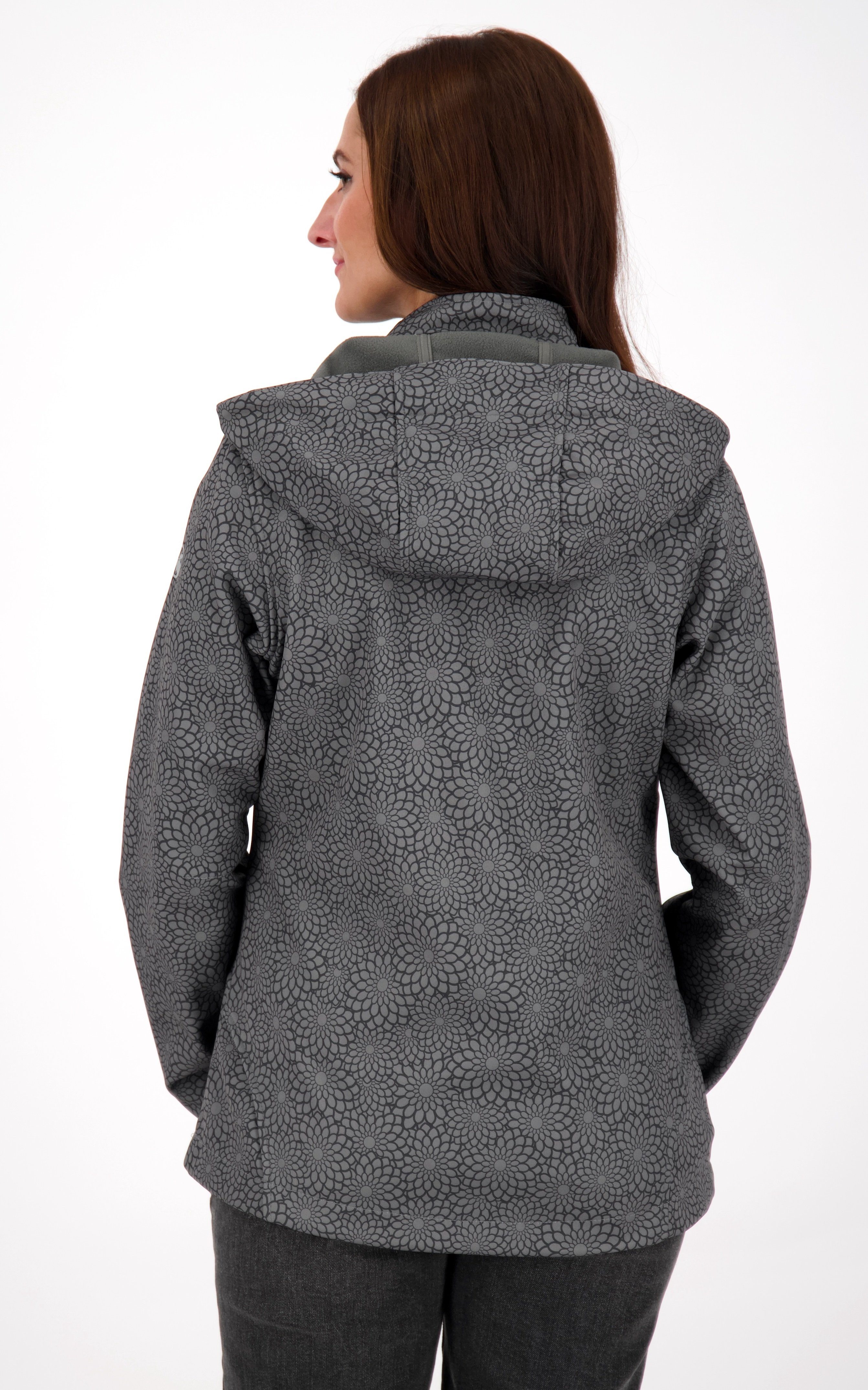 DEPROC Active Softshell-jack SHELBY PEAK DC licht softshell-jack met all-over-print en afneembare capuchon