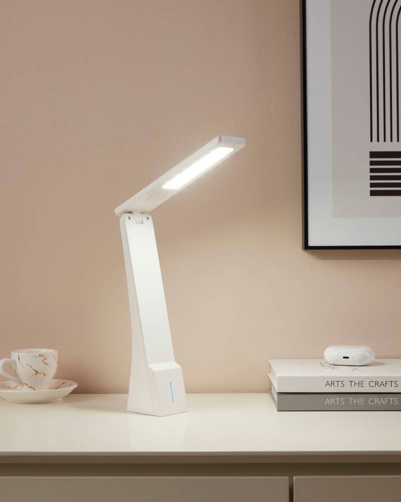 EGLO Tafellamp LA SECA LED tafellamp, wit, touchsensor, dimbaar, USB Tafellamp met touch, dimbaar, bureaulamp, led-bureaulamp