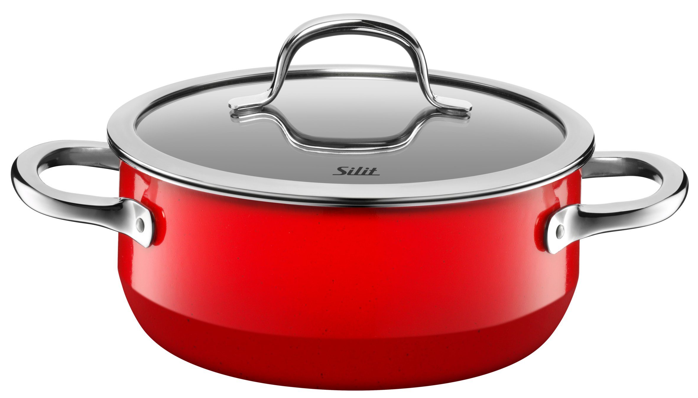 Silit Pannenset Passion red inductie, kookpan set met glazen deksel zonder schaalverdeling, geschikt voor alle soorten fornuizen, made in germany (set)