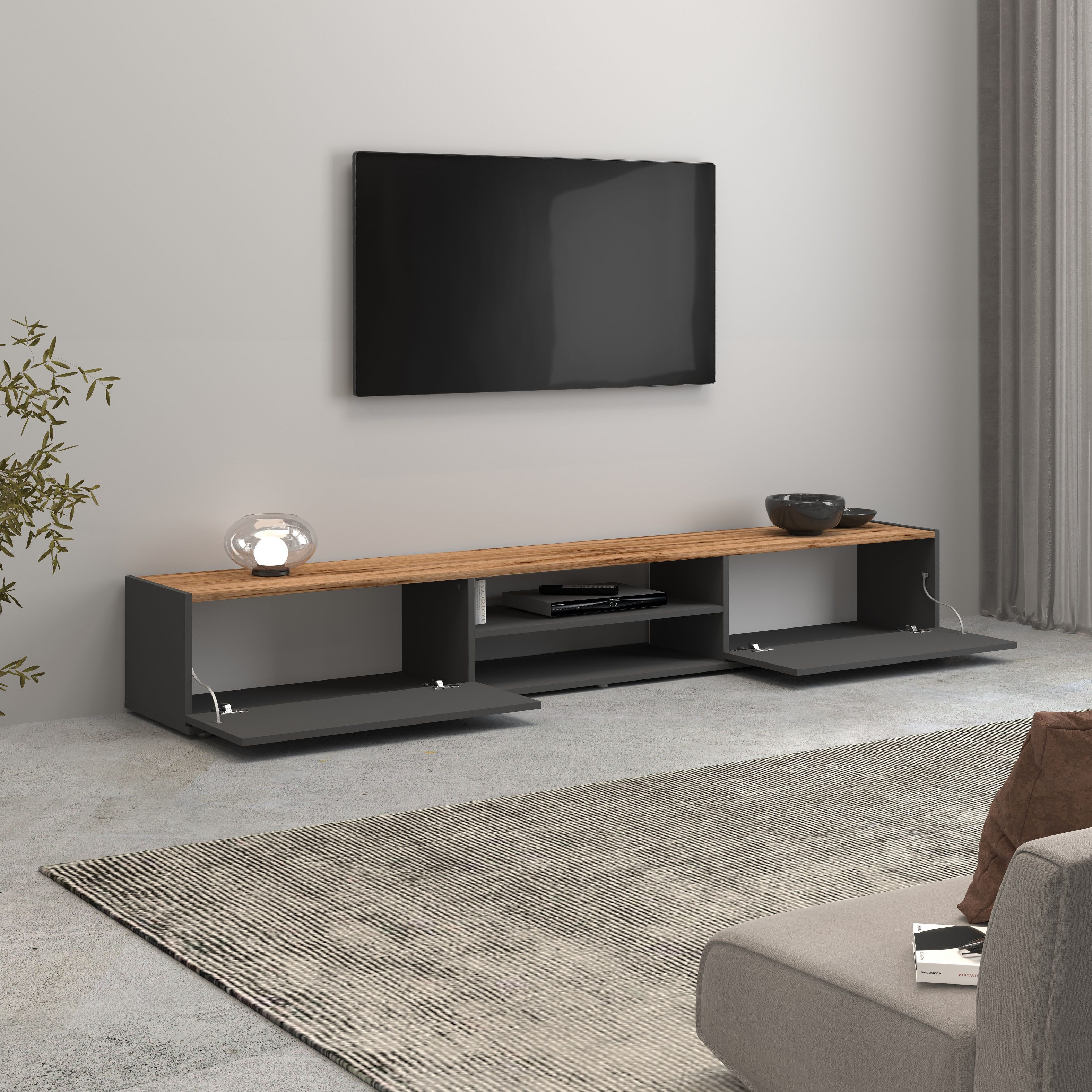 INOSIGN Tv-meubel Garda staand en hangend met 2 kleppen, 1 legplank, breedte 210 cm