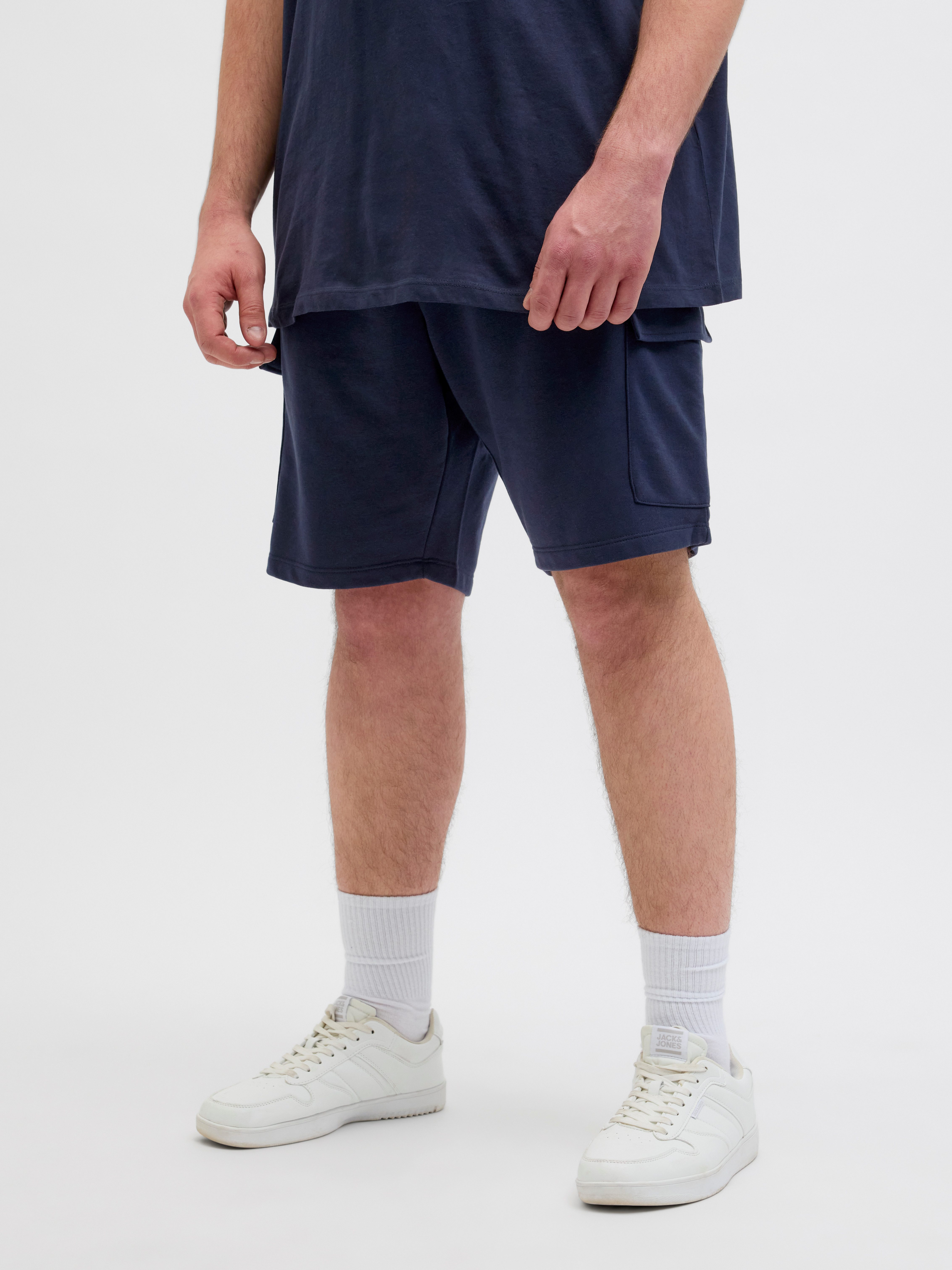 Jack & Jones PlusSize Short JPSTKANE JJSCRIPT SWEAT SHORTS AMT PLS heren bermuda broeken maat 42 blauw