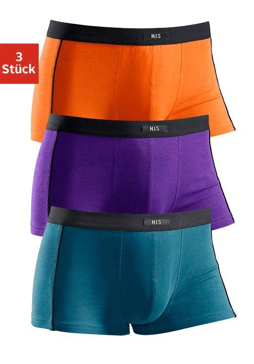 H.I.S Hipster strak zittende boxershorts van katoenmix (set, 3 stuks) heren hipsters maat 7 oranje