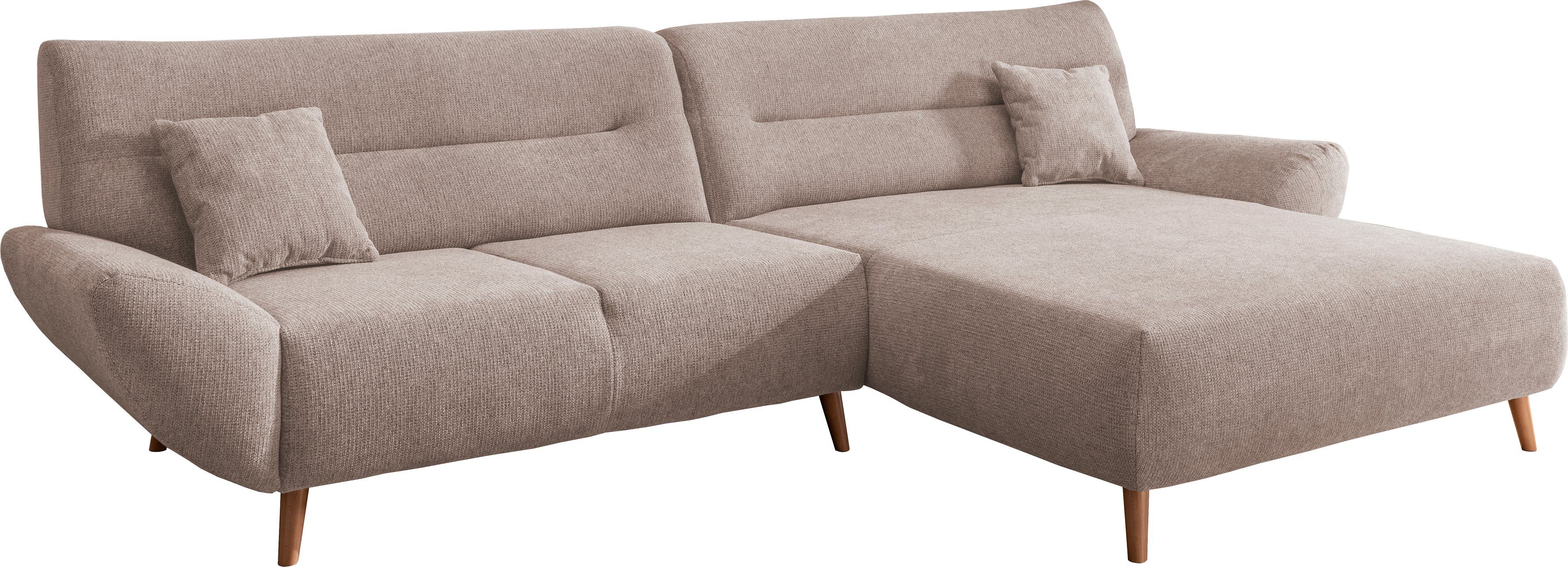 INOSIGN Hoekbank Drago, elegant en tijdloos, comfortabel, houten voet, L-vorm