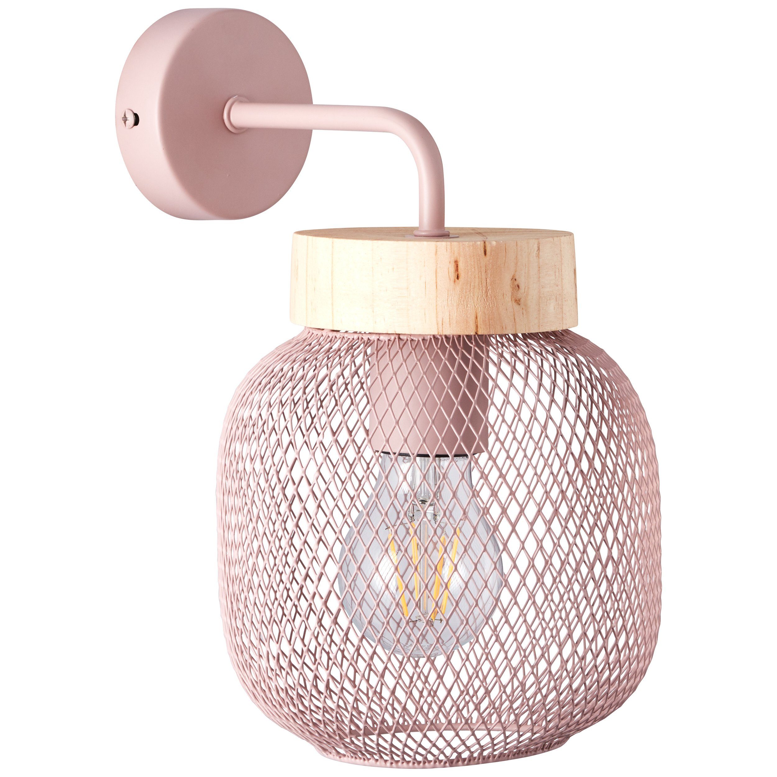 Brilliant Leuchten Wandlamp Giada Wandlamp, hoogte 26,5 cm, 1x E27, metaal/hout (1 stuk)