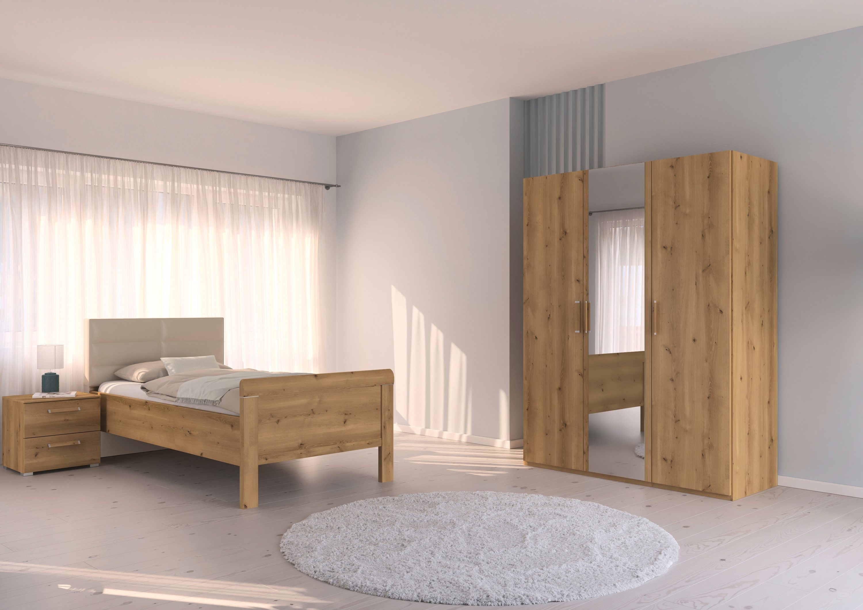 rauch Slaapkamerserie Compleet slaapkamer EVELYN Kast en bed in 2 breedtes, nachtkastje met 2 lades MADE IN GERMANY (set, 3-delig)