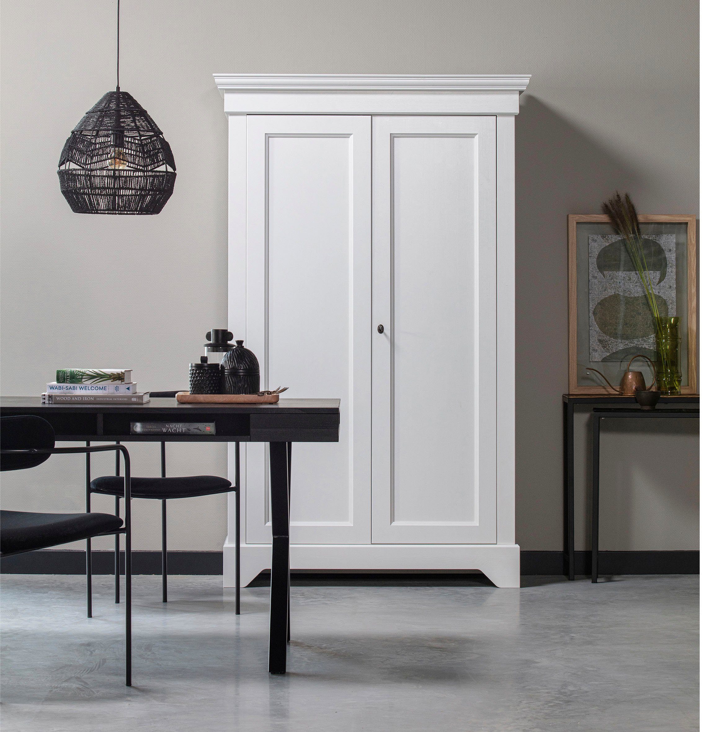 WOOOD Kledingkast Isabel met 4 vakken, h 191 cm x b 118 cm garderobekasten wit